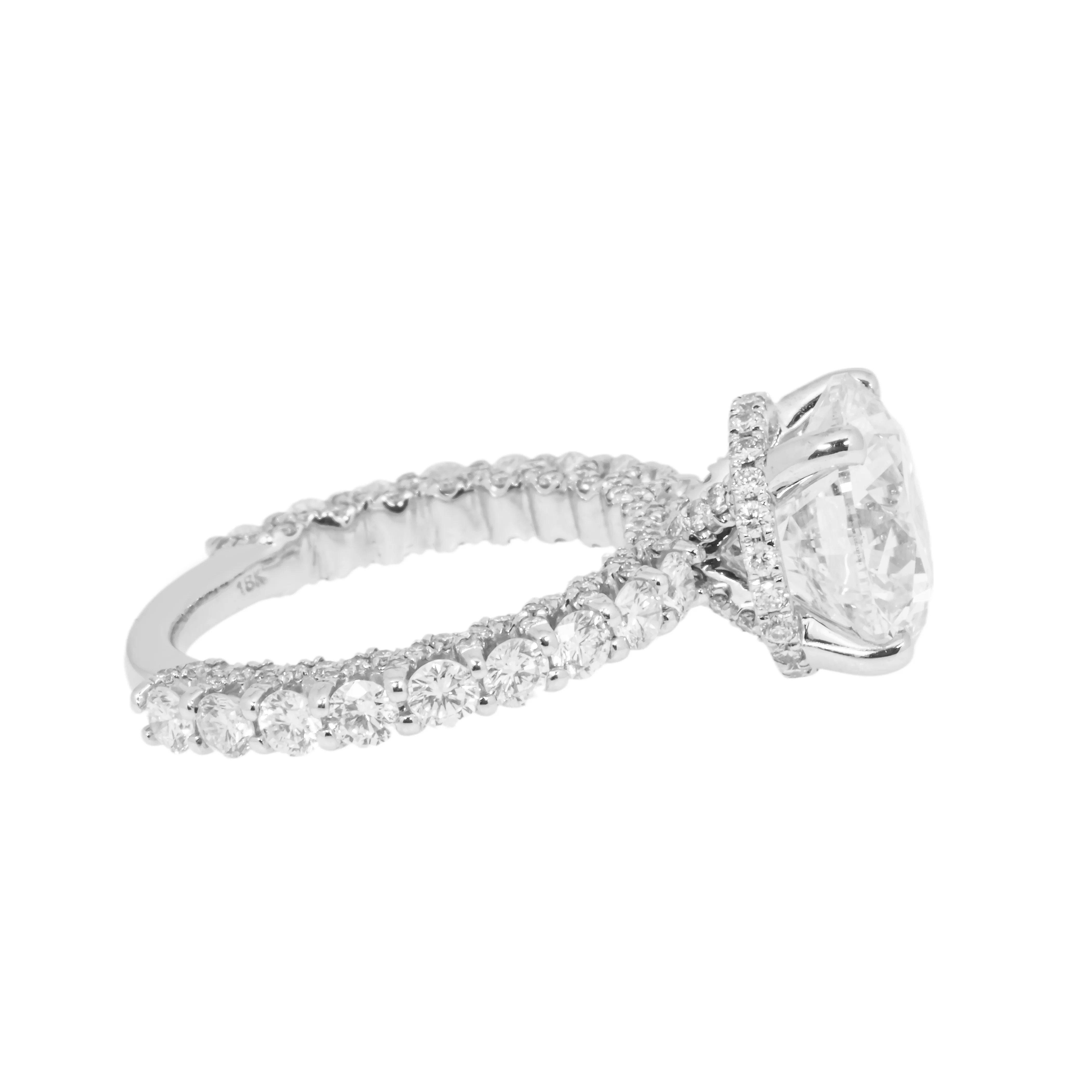 18K White Gold 5ct Round Diamond Engagement Ring 7.02ctw - Image 5