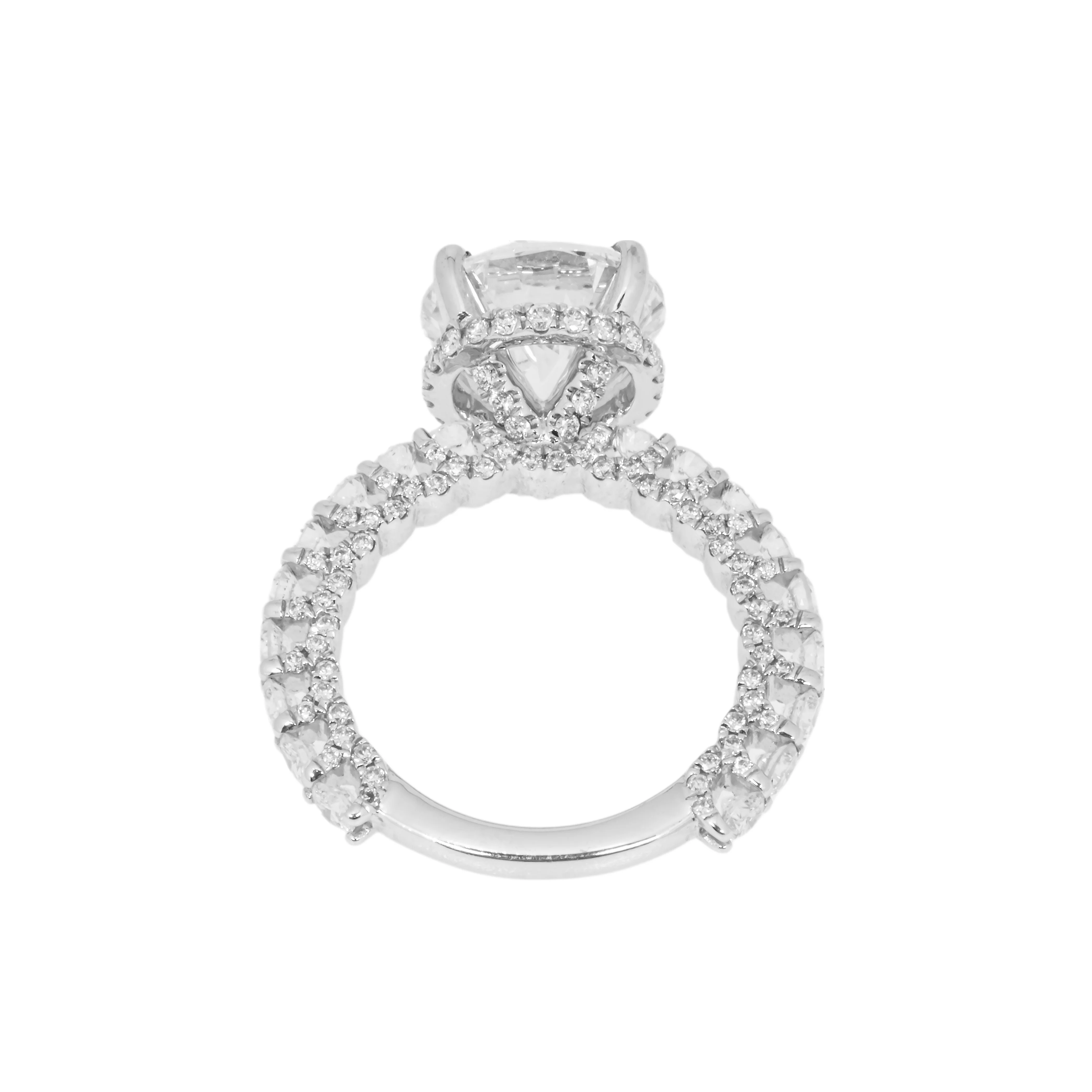18K White Gold 5ct Round Diamond Engagement Ring 7.02ctw - Image 6