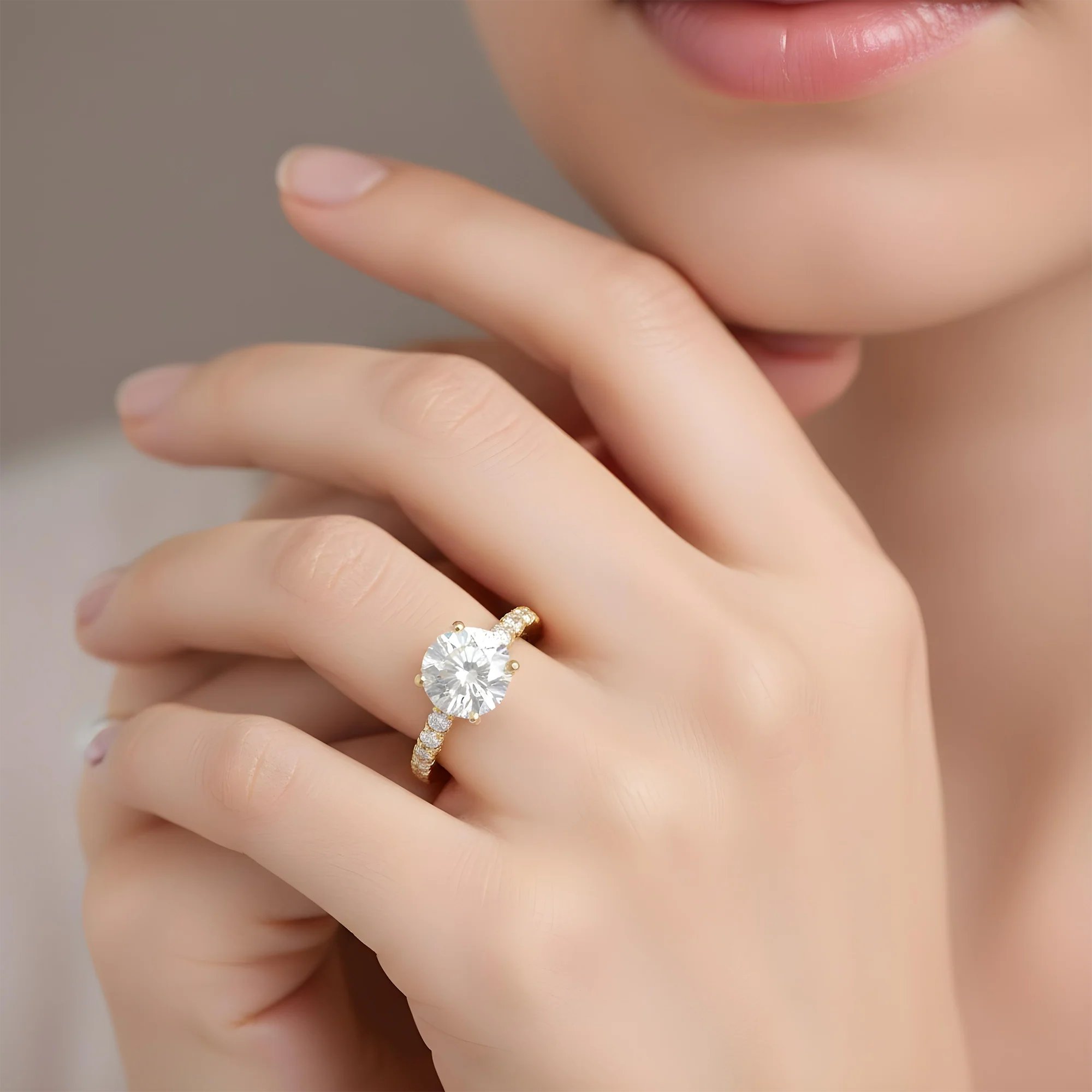 18K White Gold 5ct Round Diamond Engagement Ring 7.02ctw - Image 8