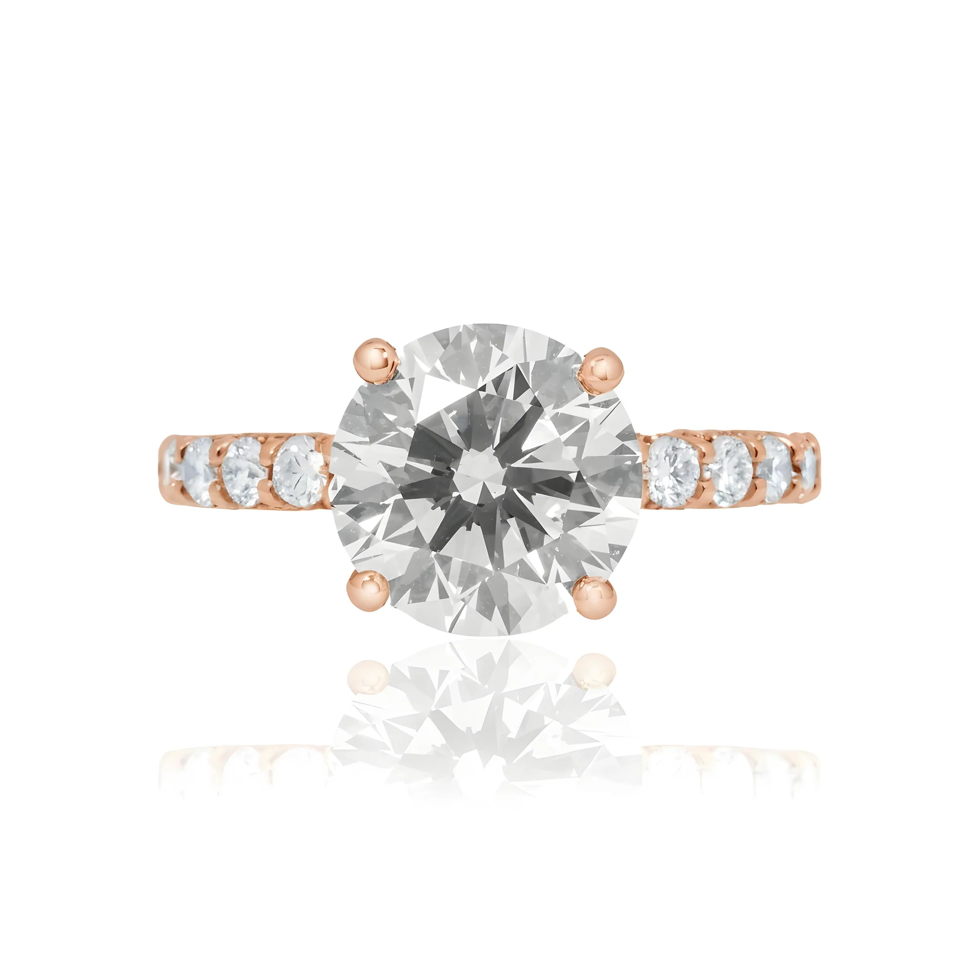 18K White Gold 5ct Round Diamond Engagement Ring 7.02ctw - Image 9