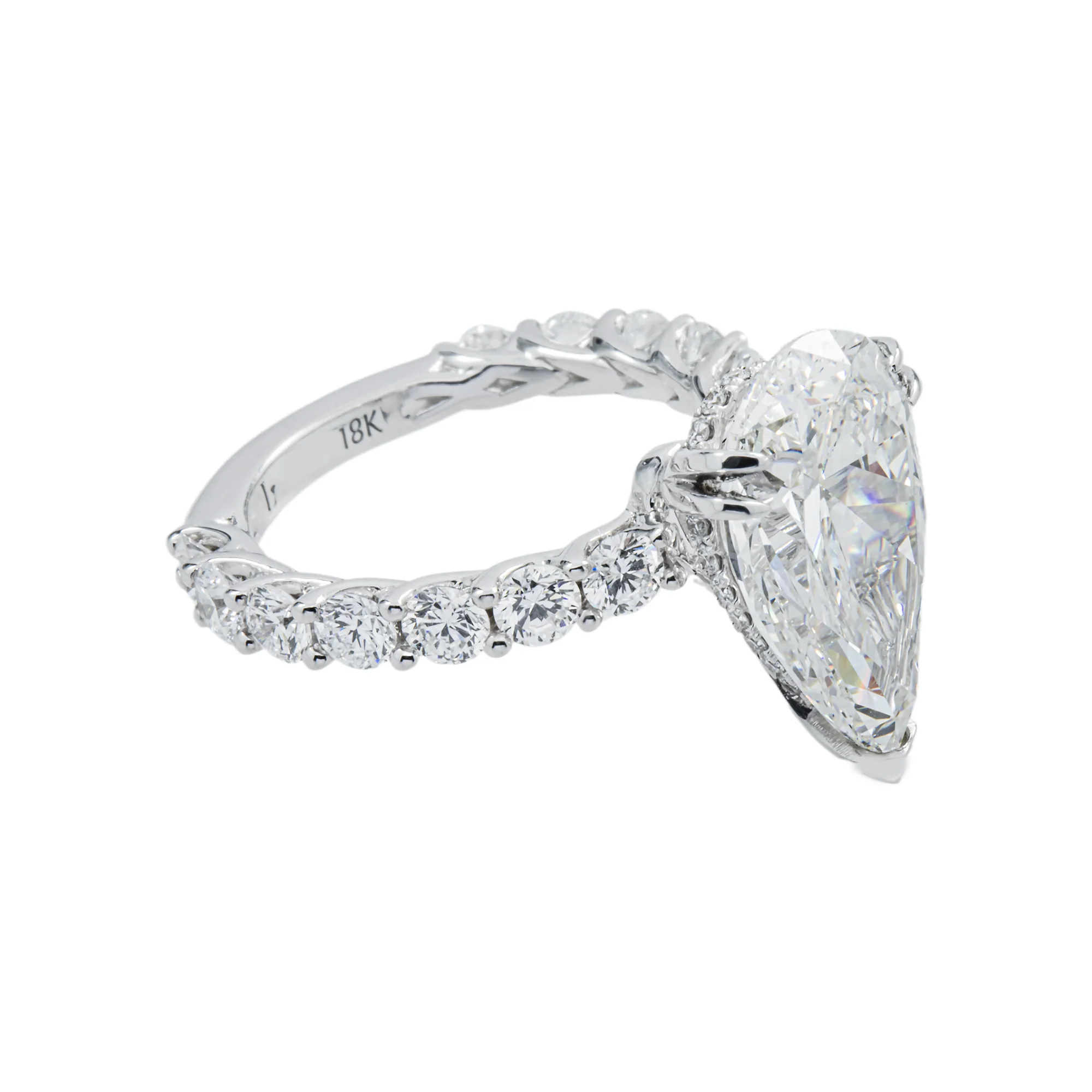 18K White Gold 6.05ct Pear Cut Diamond Engagement Ring 8.05ctw - Image 3