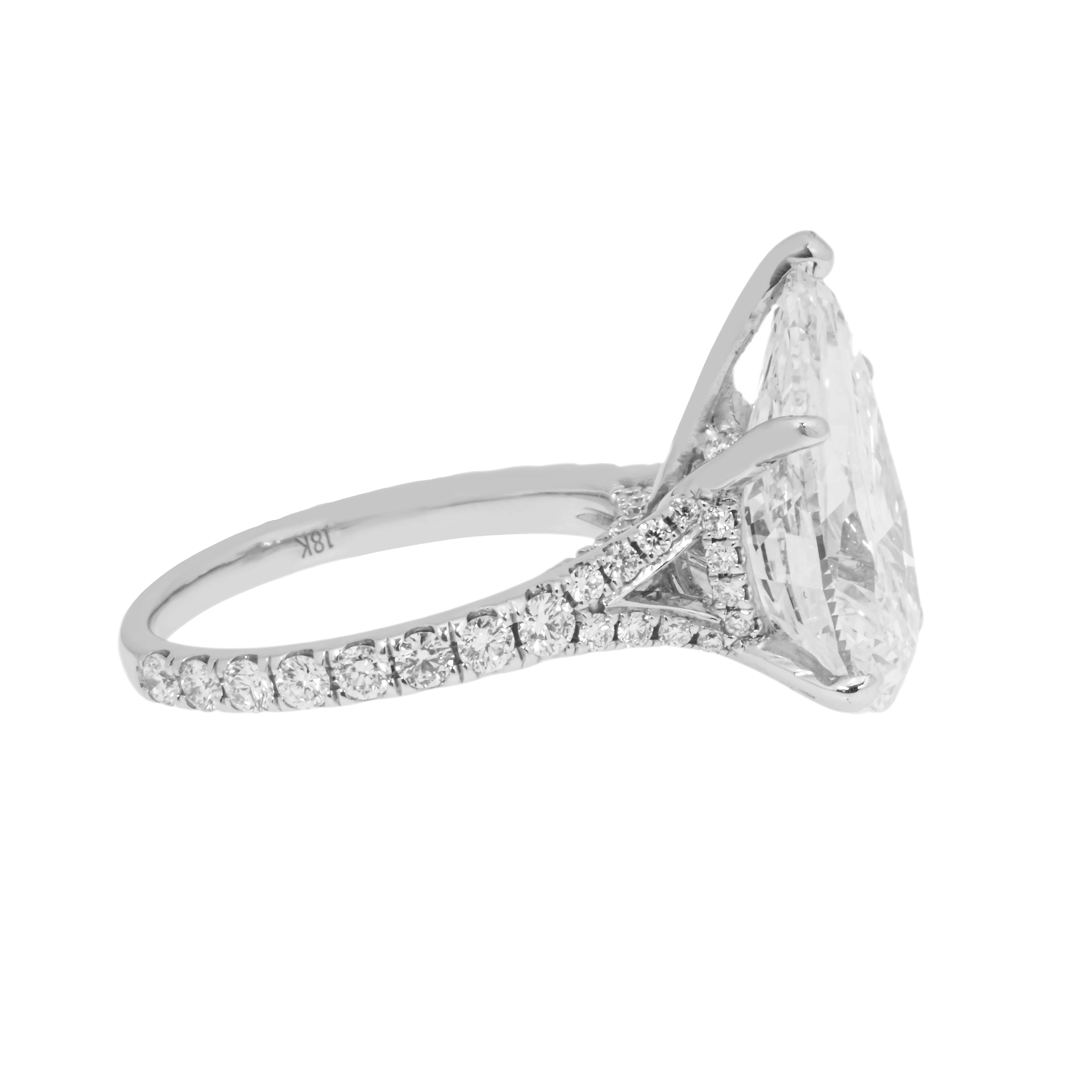 18K White Gold 6.07ct Pear Cut Diamond Engagement Ring 6.93ctw - Image 4