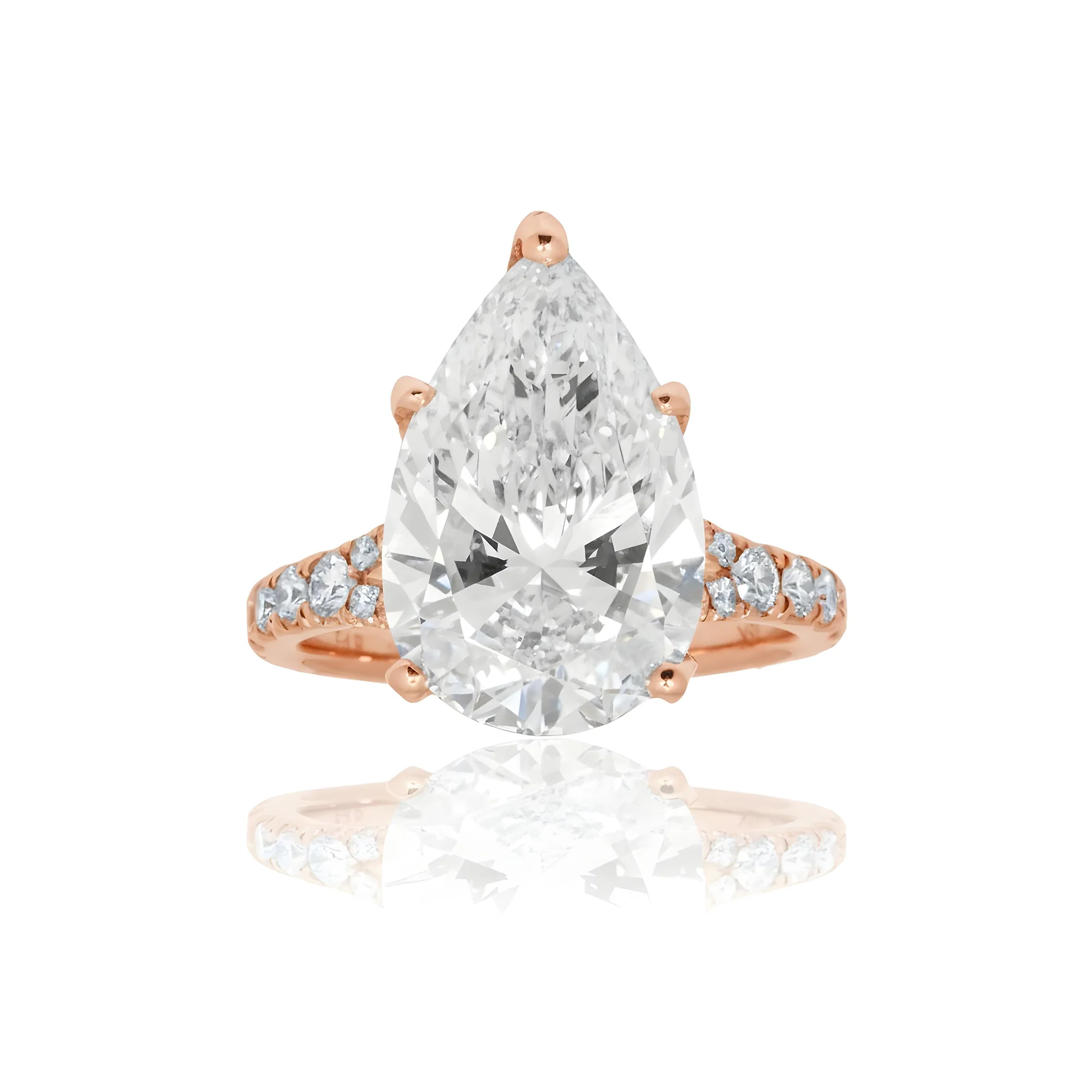 18K White Gold 6.07ct Pear Cut Diamond Engagement Ring 6.93ctw - Image 9