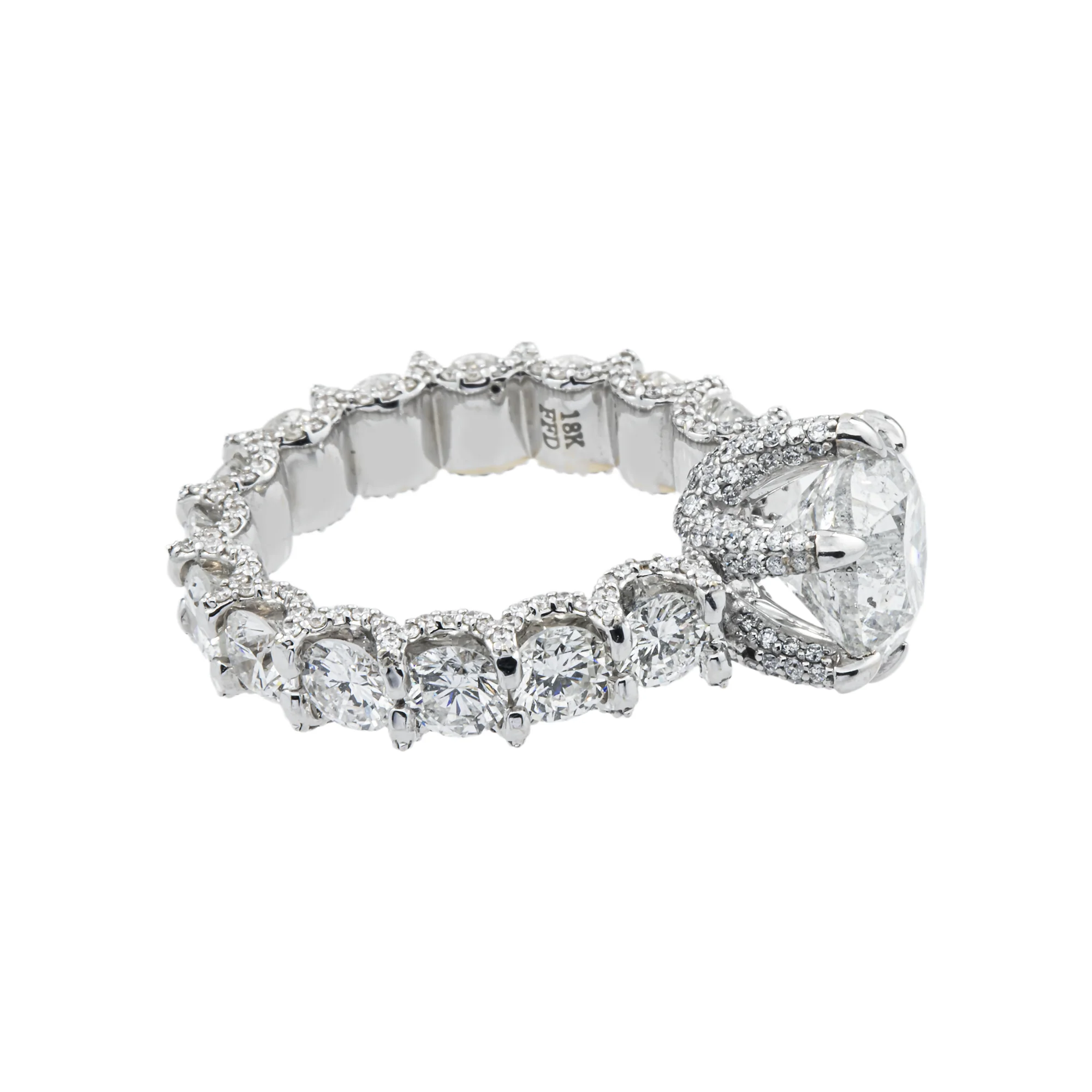 18K White Gold 6-Prong 3.06ct Round Diamond Engagement Ring 7.26ctw - Image 3