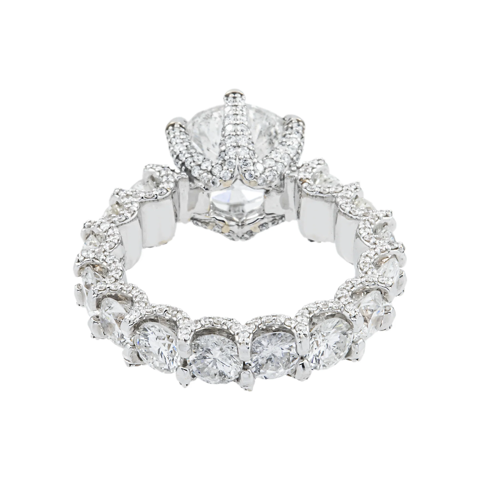 18K White Gold 6-Prong 3.06ct Round Diamond Engagement Ring 7.26ctw - Image 4