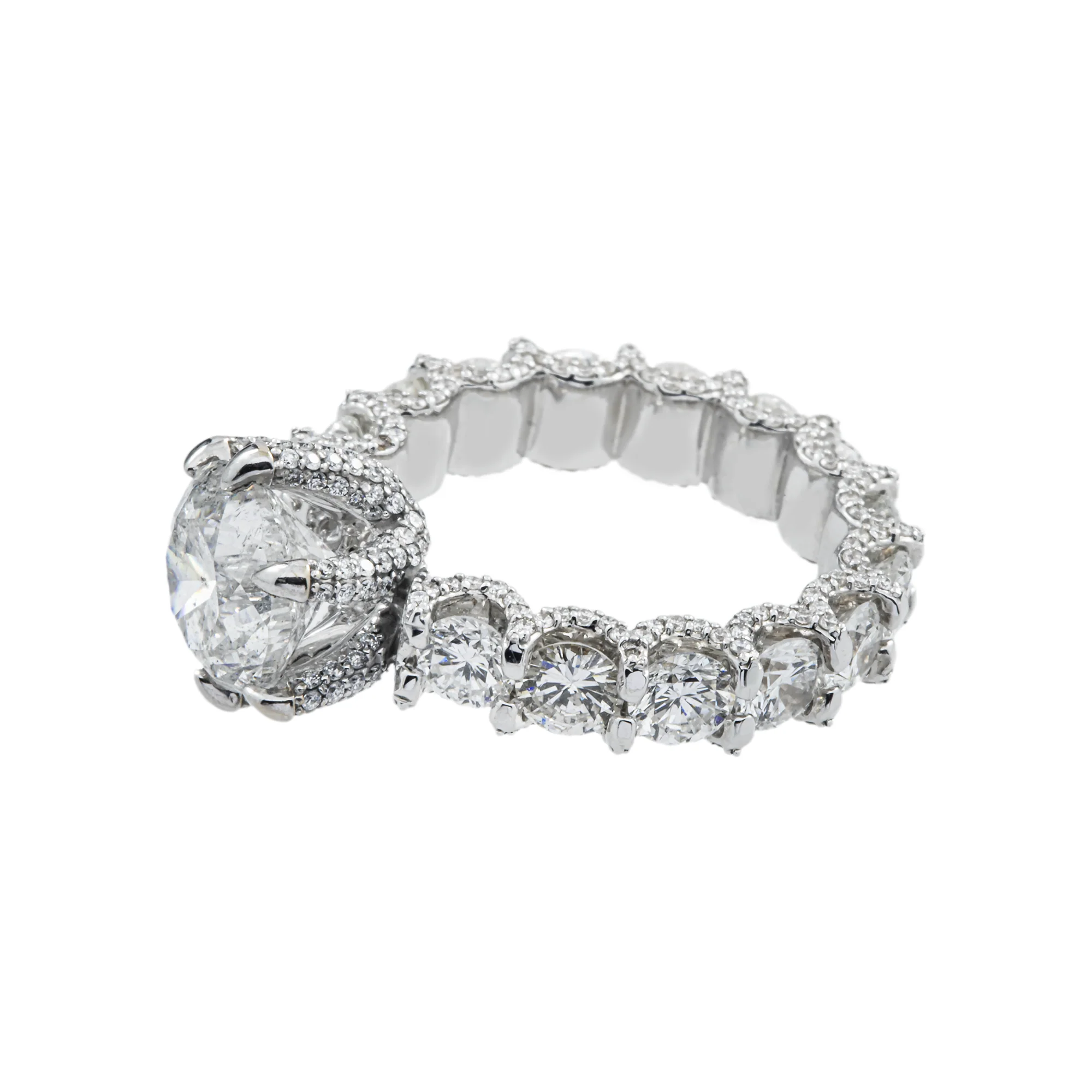 18K White Gold 6-Prong 3.06ct Round Diamond Engagement Ring 7.26ctw - Image 5