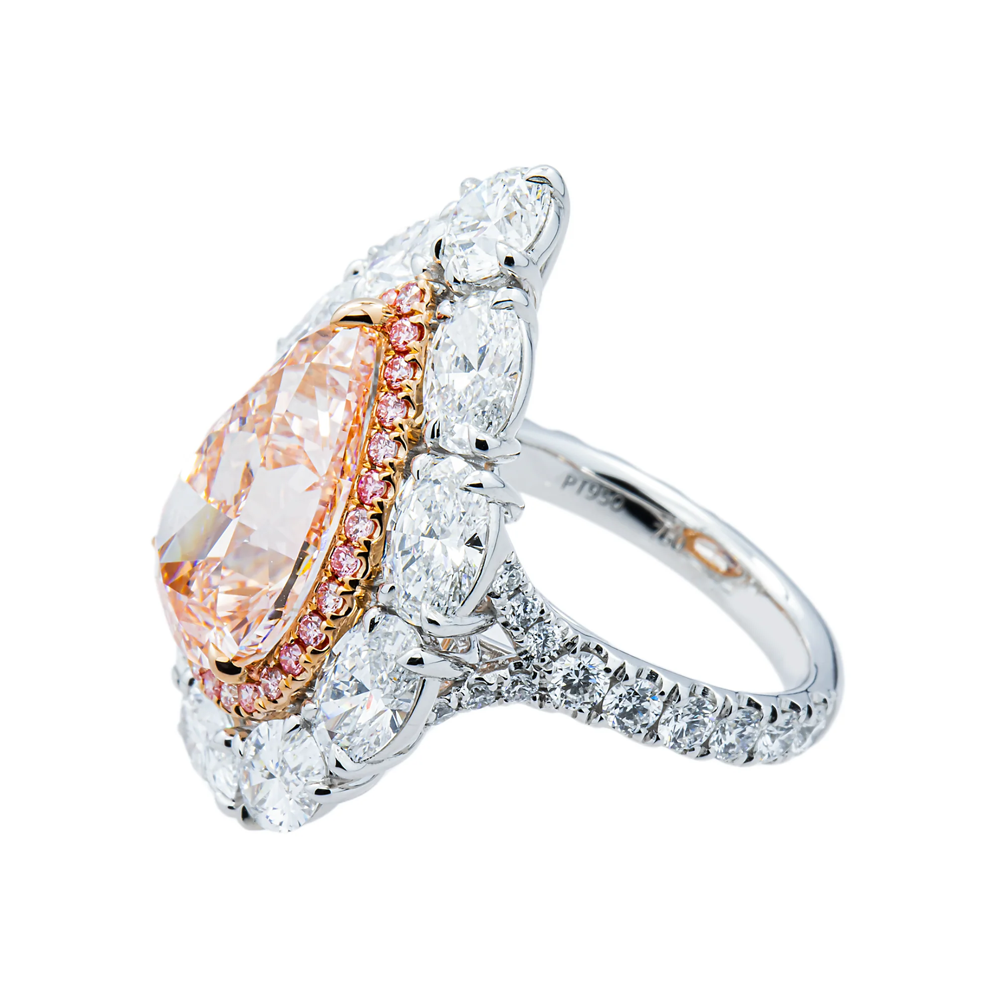 18K White Gold 7.05ct Pear Fancy Pink Diamond Ring 12.54ctw - Image 4