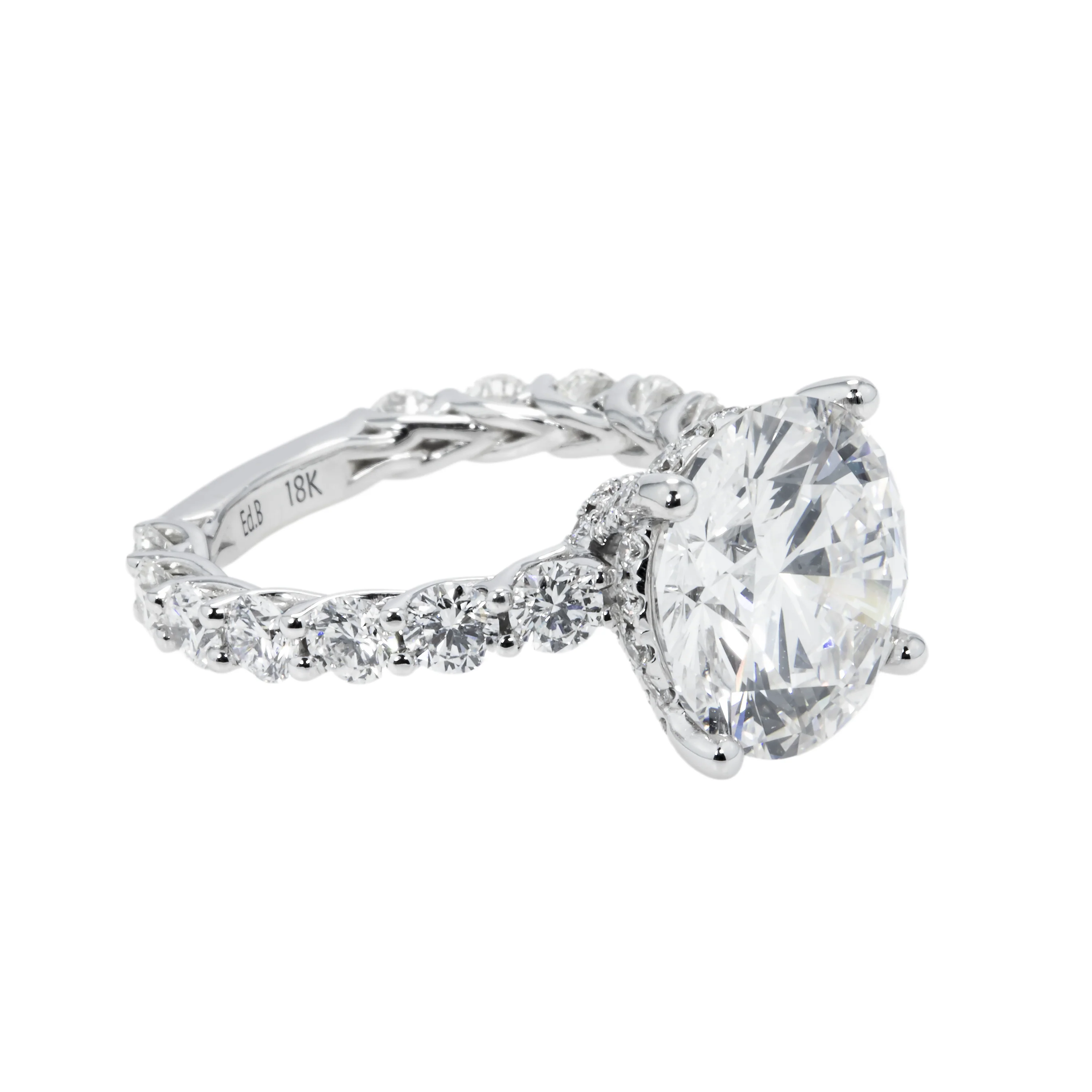 GIA 18K White Gold 7.06ct Round Diamond Engagement Ring 9.81ctw - Image 4