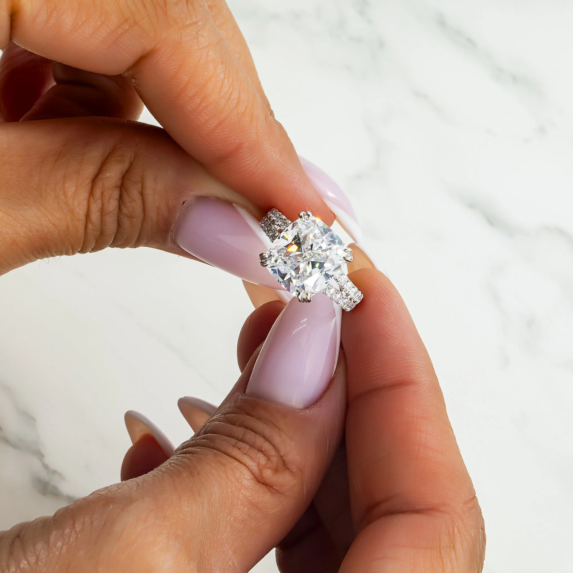 GIA 18K White Gold 7.10ct Cushion Cut Diamond Engagement Ring 7.72ctw - Image 3