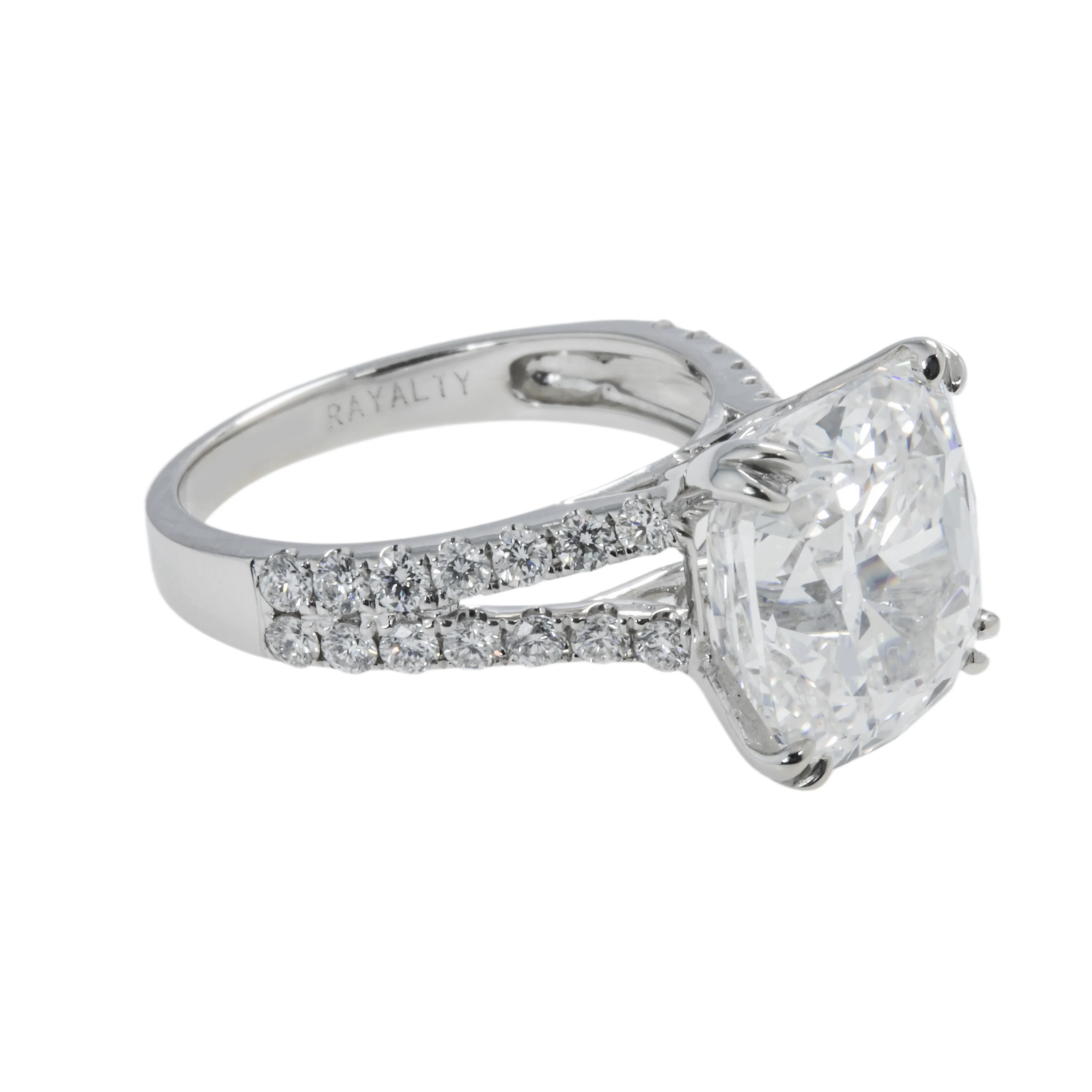 GIA 18K White Gold 7.10ct Cushion Cut Diamond Engagement Ring 7.72ctw - Image 4