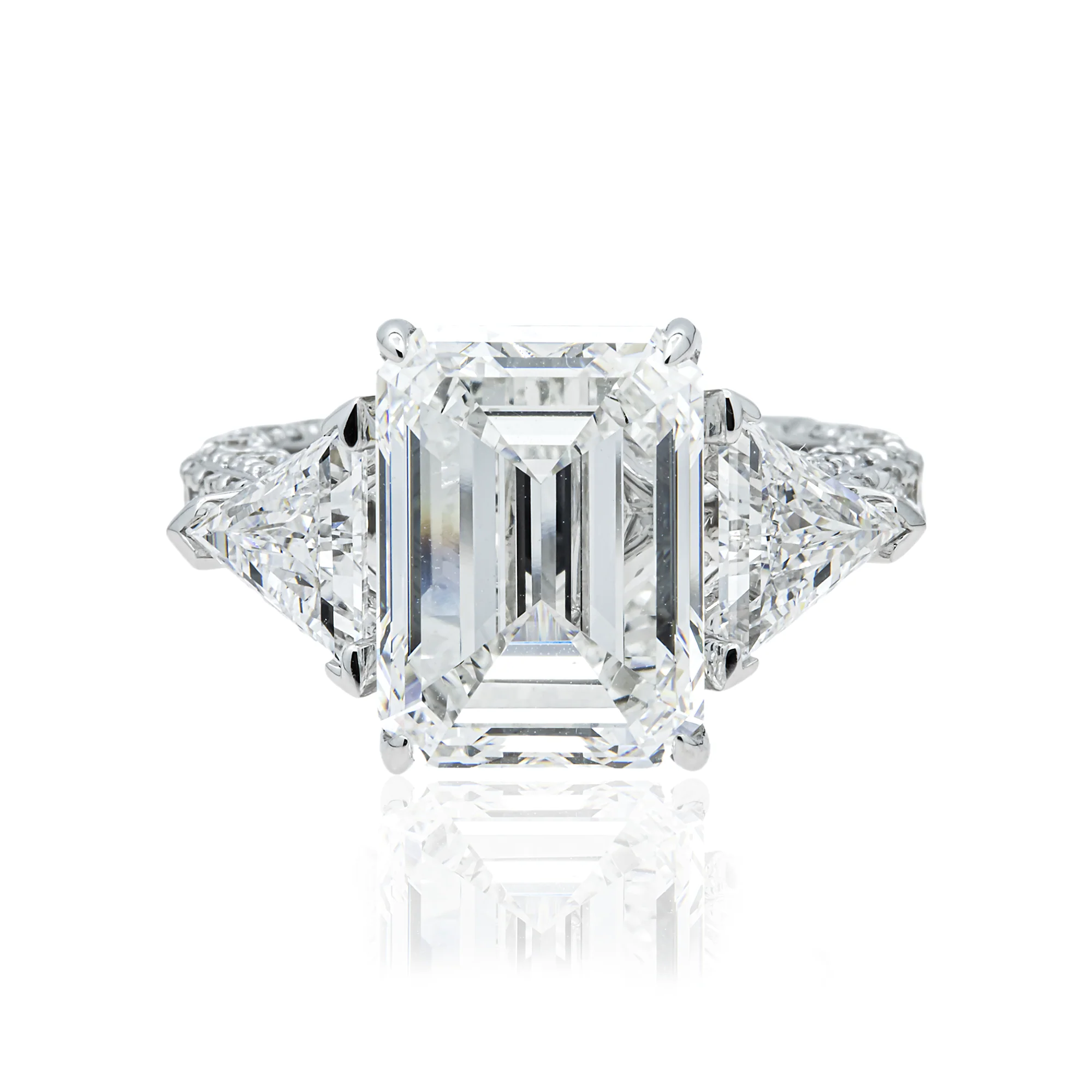 18K White Gold 7.37ct Emerald Diamond Engagement Ring 10.97ctw