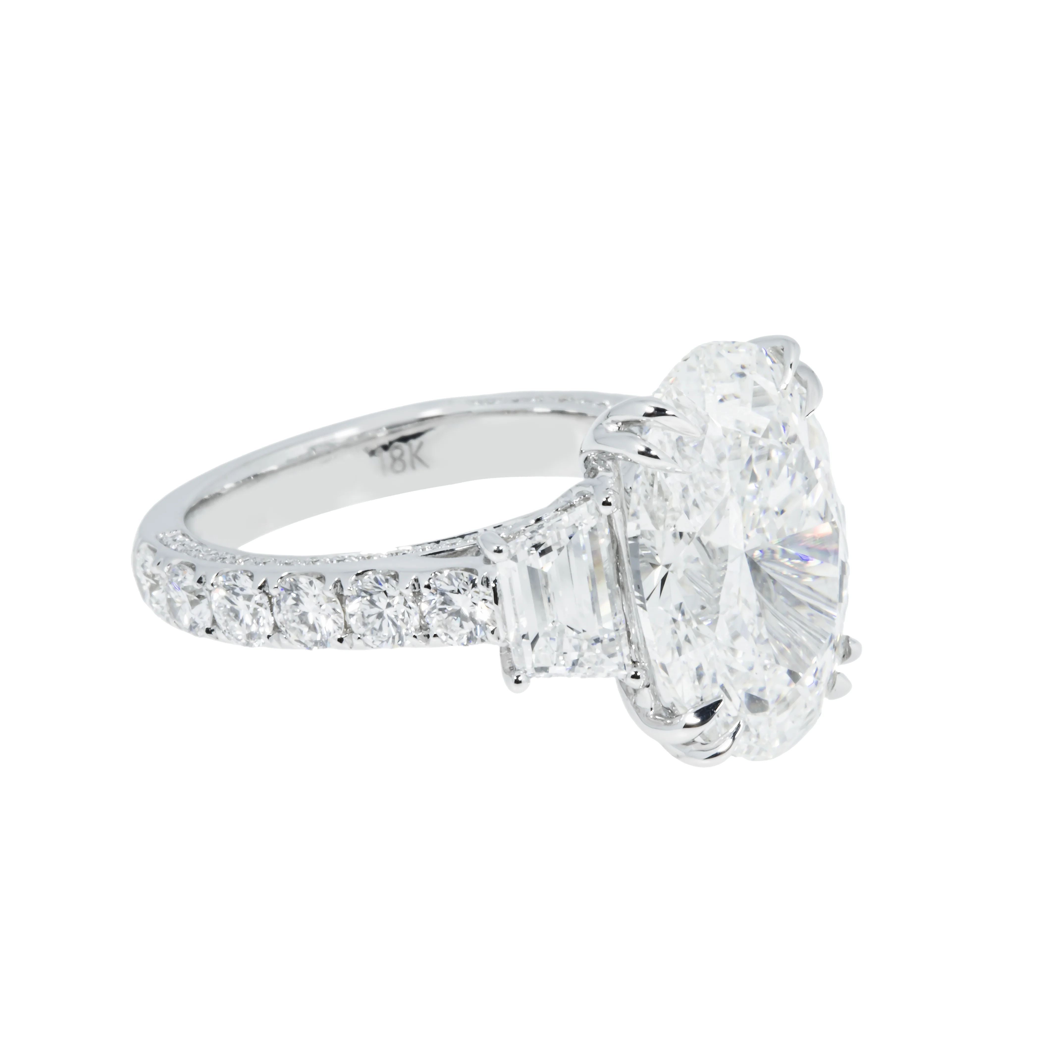 18K White Gold 7ct Oval Cut Diamond Engagement Ring 9.76ctw - Image 4