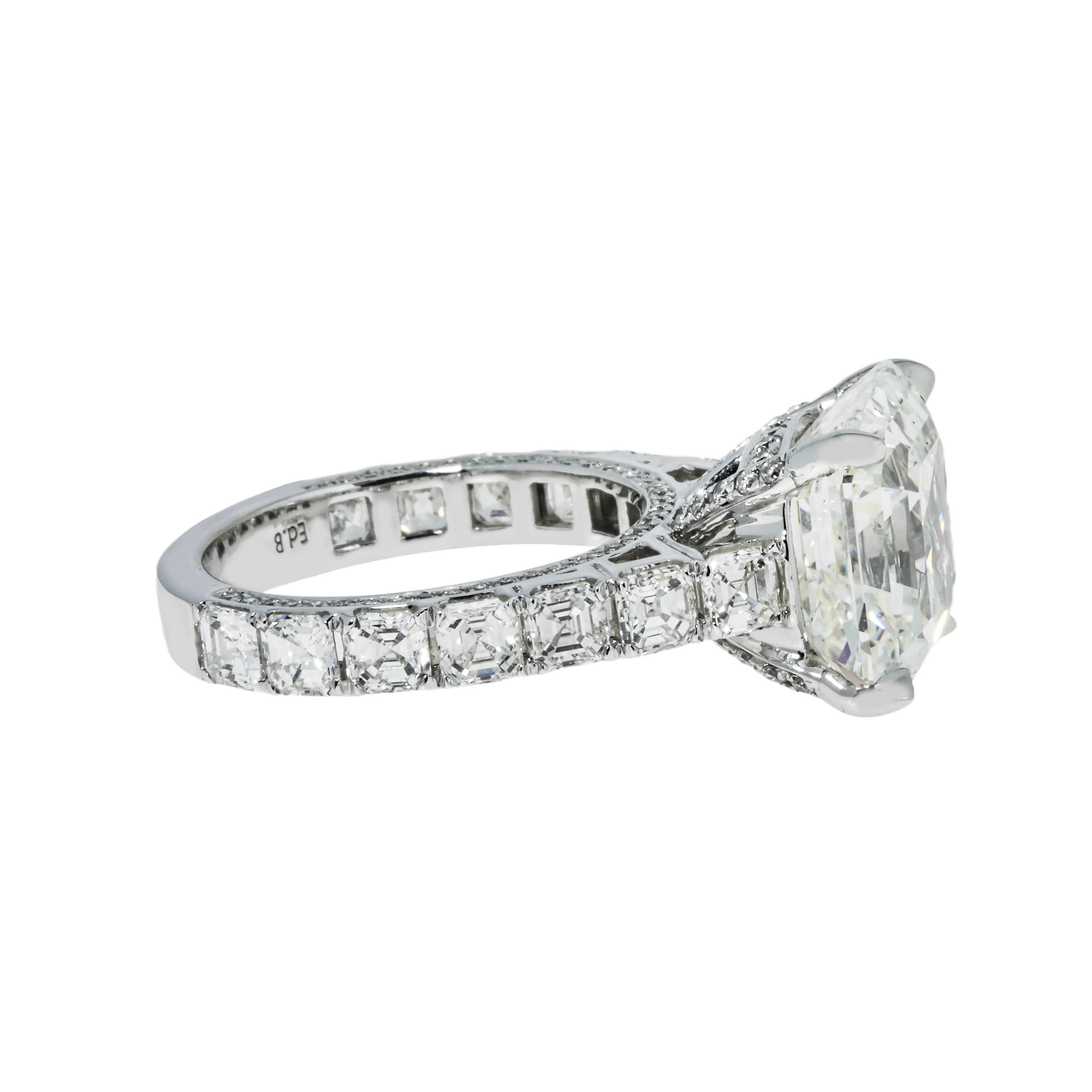 GIA 18K White Gold 8.61ct Asscher Cut Diamond Engagement ring 11.86ctw - Image 4