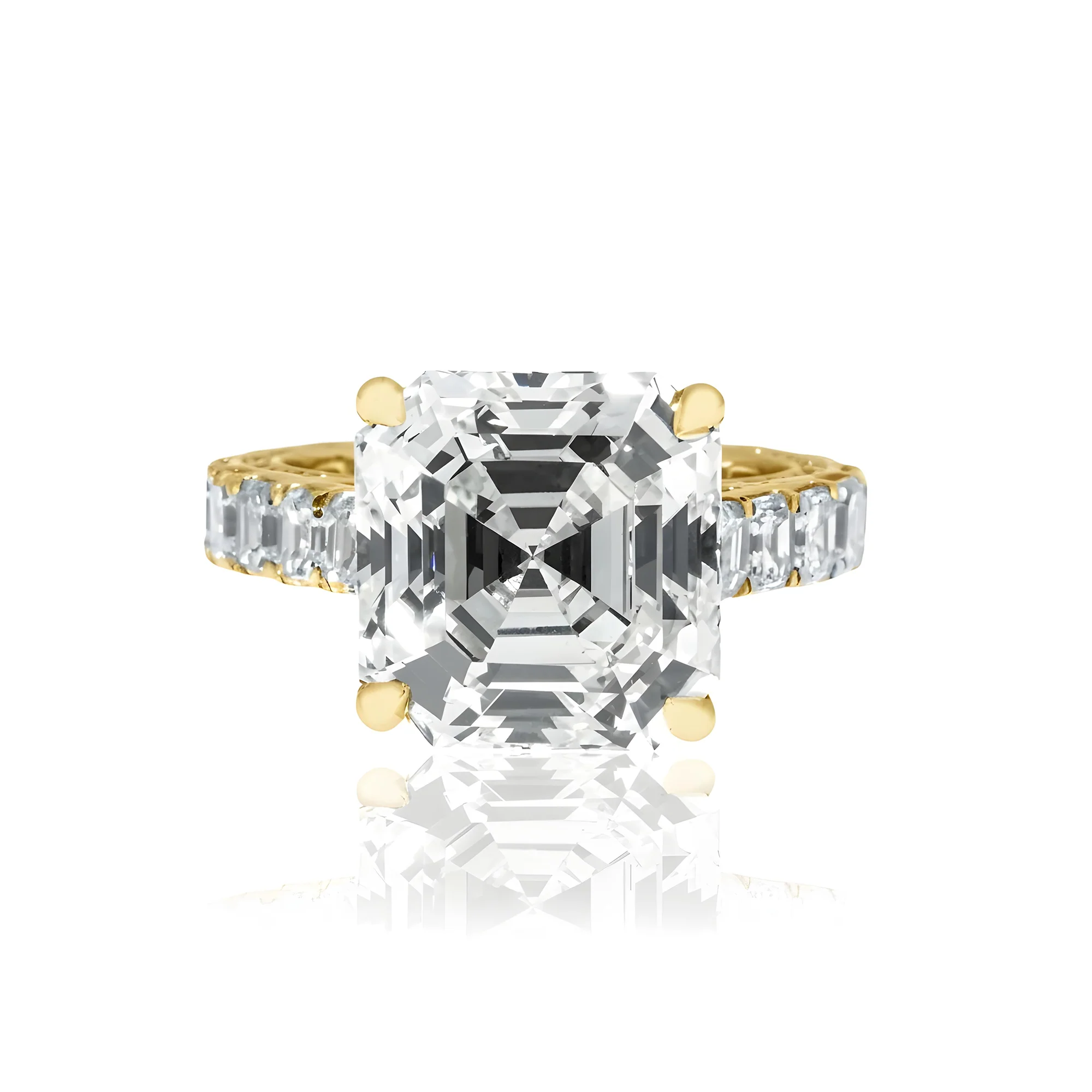 GIA 18K White Gold 8.61ct Asscher Cut Diamond Engagement ring 11.86ctw - Image 7