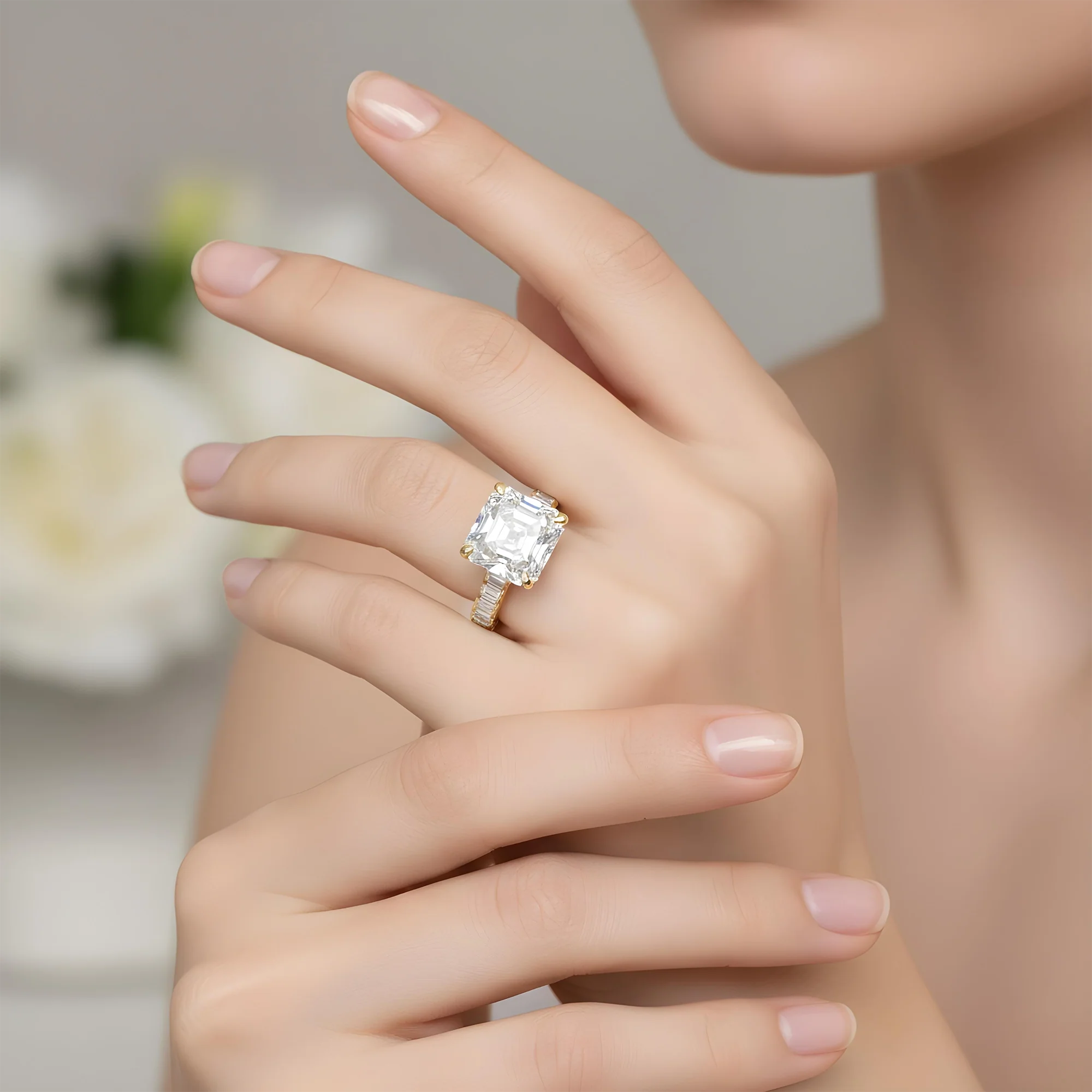 GIA 18K White Gold 8.61ct Asscher Cut Diamond Engagement ring 11.86ctw - Image 8