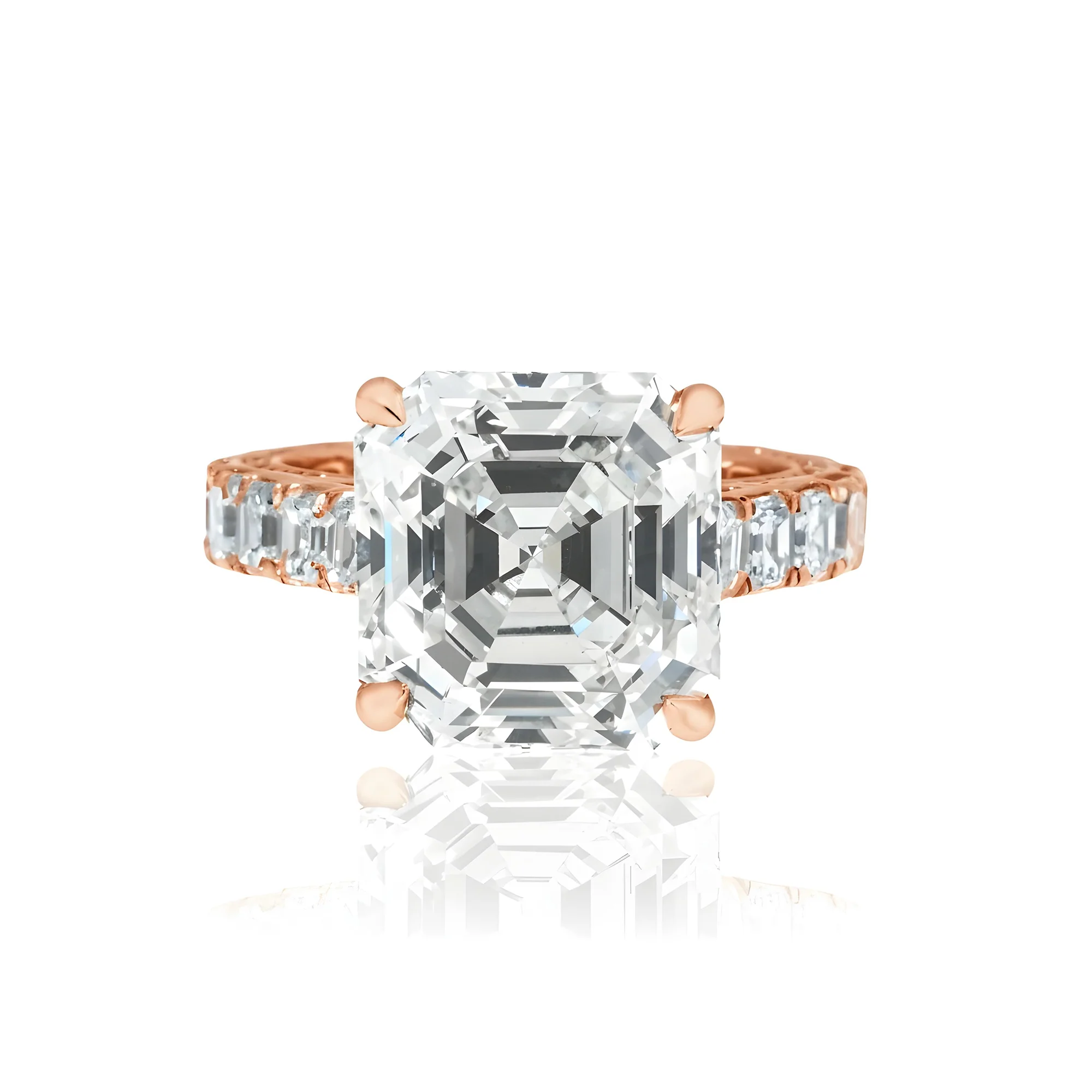GIA 18K White Gold 8.61ct Asscher Cut Diamond Engagement ring 11.86ctw - Image 9