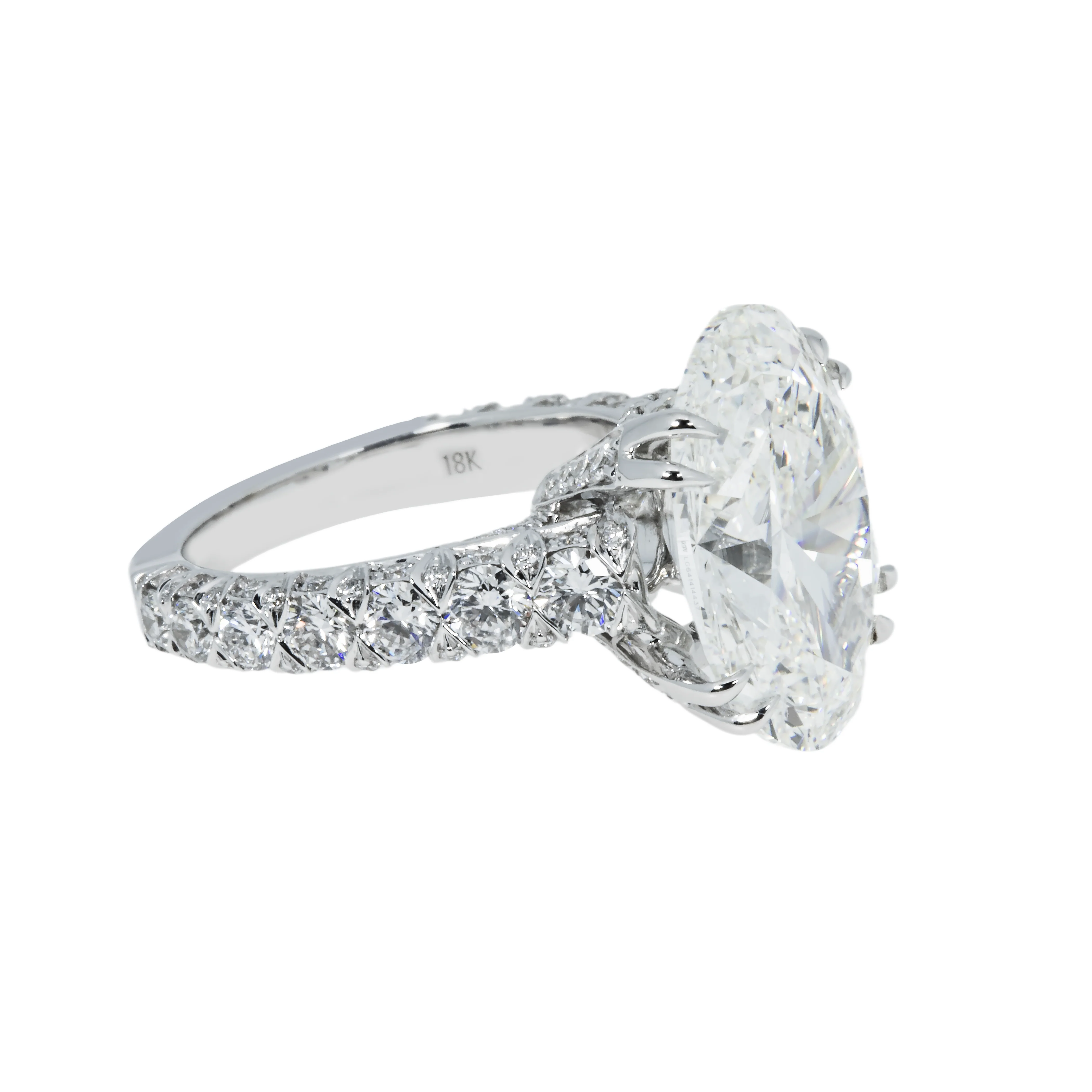18K White Gold 8ct Oval Cut Diamond Engagement Ring 10.10ct - Image 4
