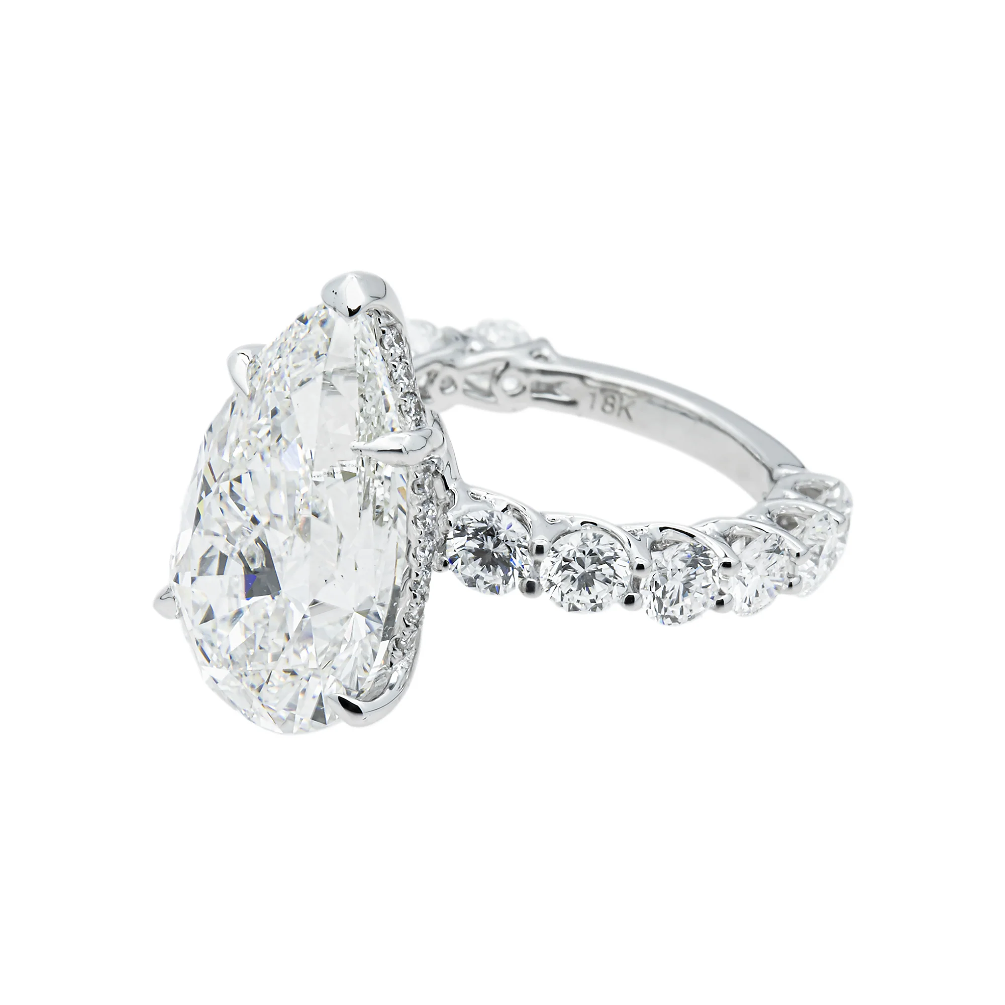 18K White Gold 9.02ct Pear Diamond Engagement Ring 11.57ctw - Image 3