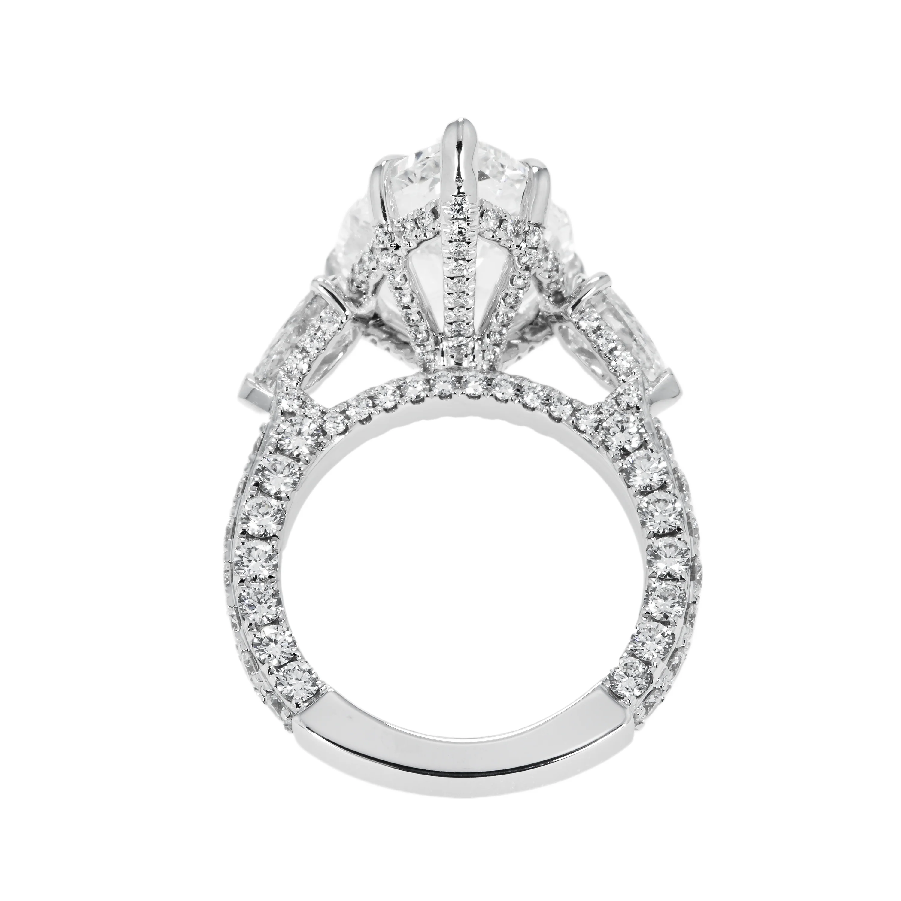18K White Gold 9.02ct Triple Pear Cut Diamond Engagement Ring 12.22ctw - Image 5