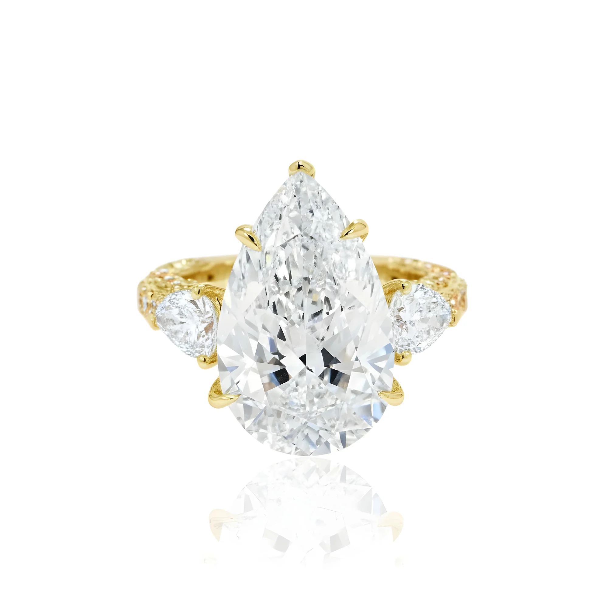 18K White Gold 9.02ct Triple Pear Cut Diamond Engagement Ring 12.22ctw - Image 7