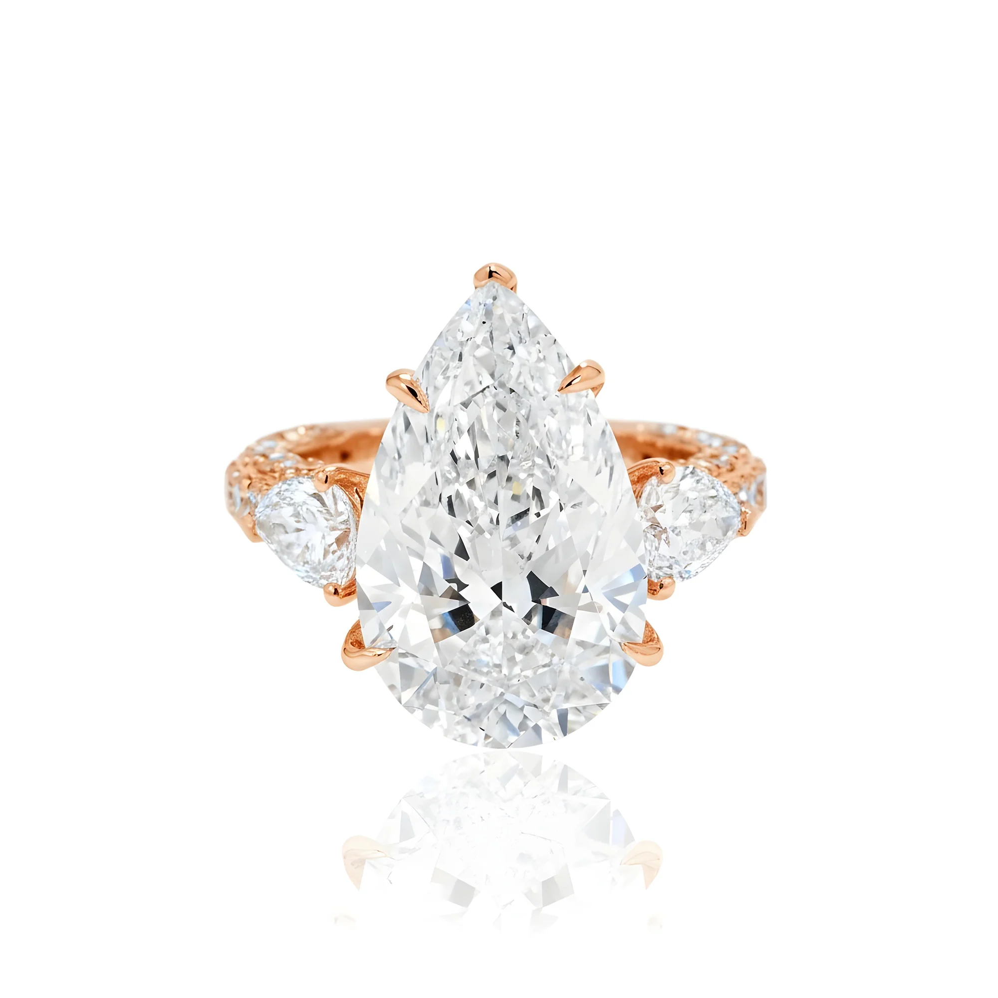 18K White Gold 9.02ct Triple Pear Cut Diamond Engagement Ring 12.22ctw - Image 9