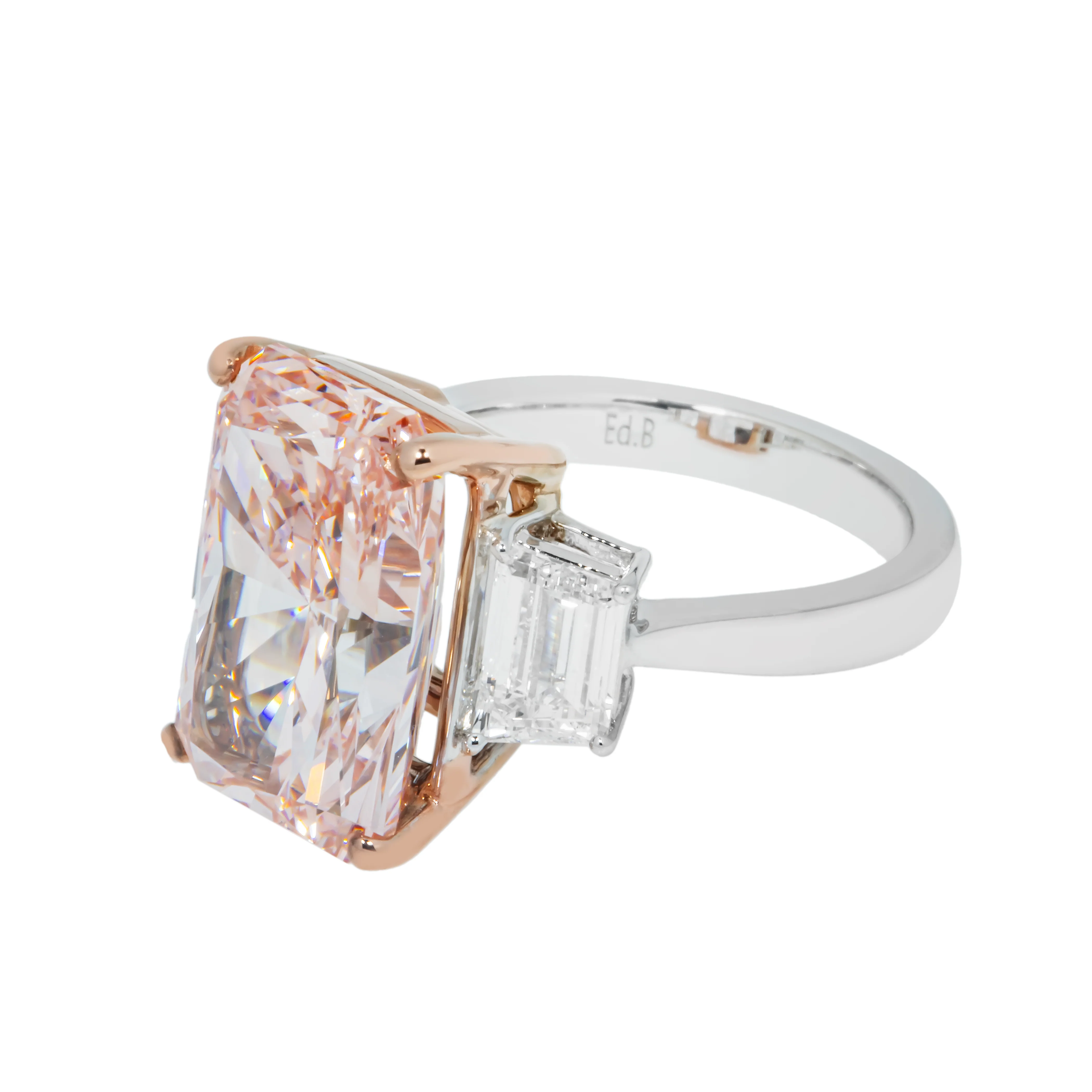 18K White Gold 9.03ct Radiant Cut Fancy Vivid Pink Diamond Ring 10.73ctw - Image 4