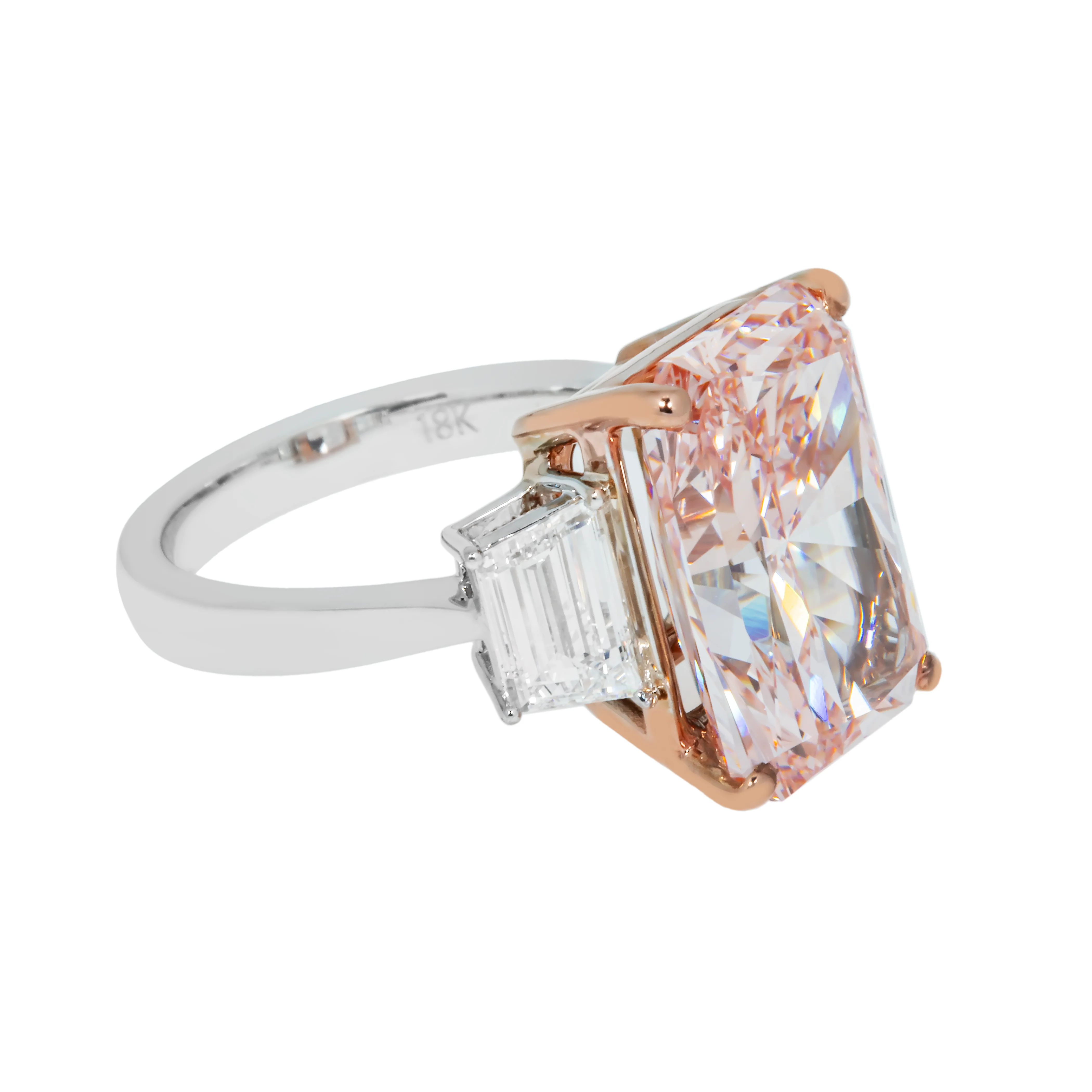 18K White Gold 9.03ct Radiant Cut Fancy Vivid Pink Diamond Ring 10.73ctw - Image 5