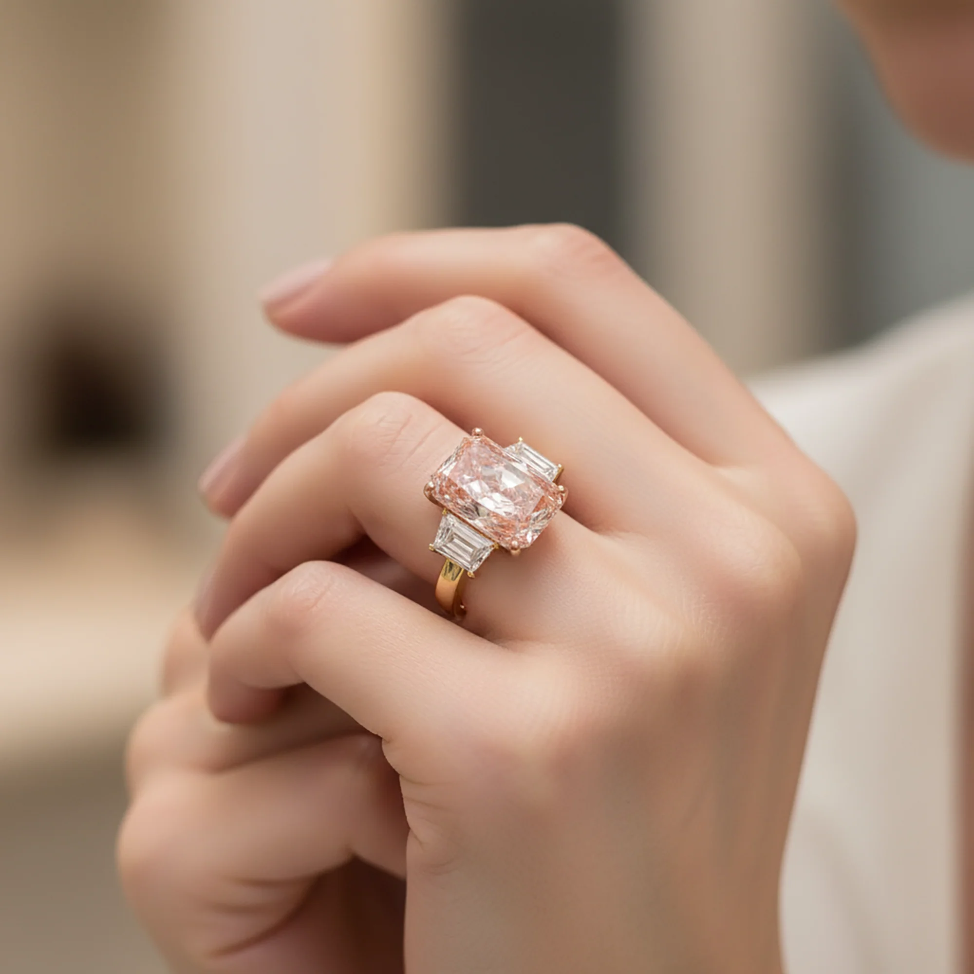 18K White Gold 9.03ct Radiant Cut Fancy Vivid Pink Diamond Ring 10.73ctw - Image 7
