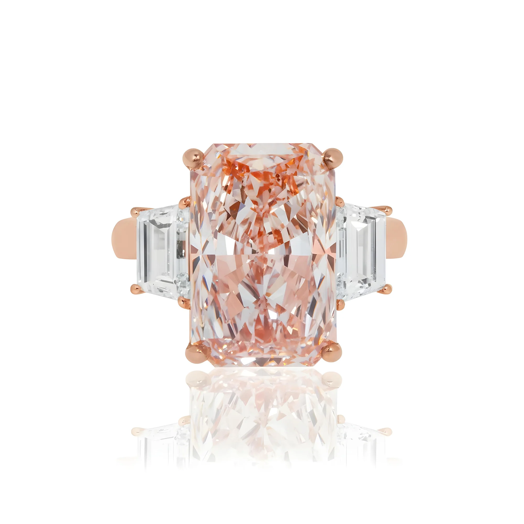 18K White Gold 9.03ct Radiant Cut Fancy Vivid Pink Diamond Ring 10.73ctw - Image 8
