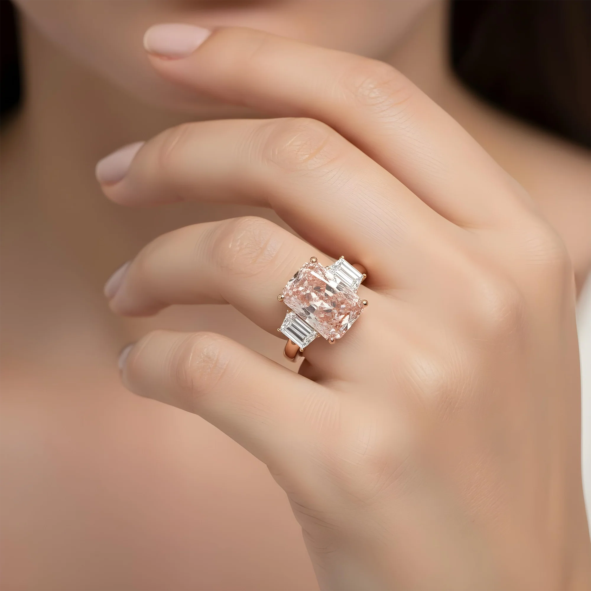 18K White Gold 9.03ct Radiant Cut Fancy Vivid Pink Diamond Ring 10.73ctw - Image 9
