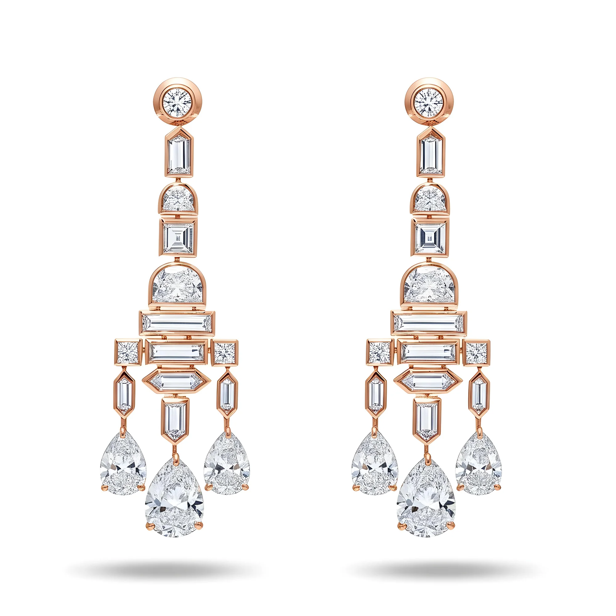 18K White Gold Antique Design Diamond Drop Earrings 20.92ctw - Image 6