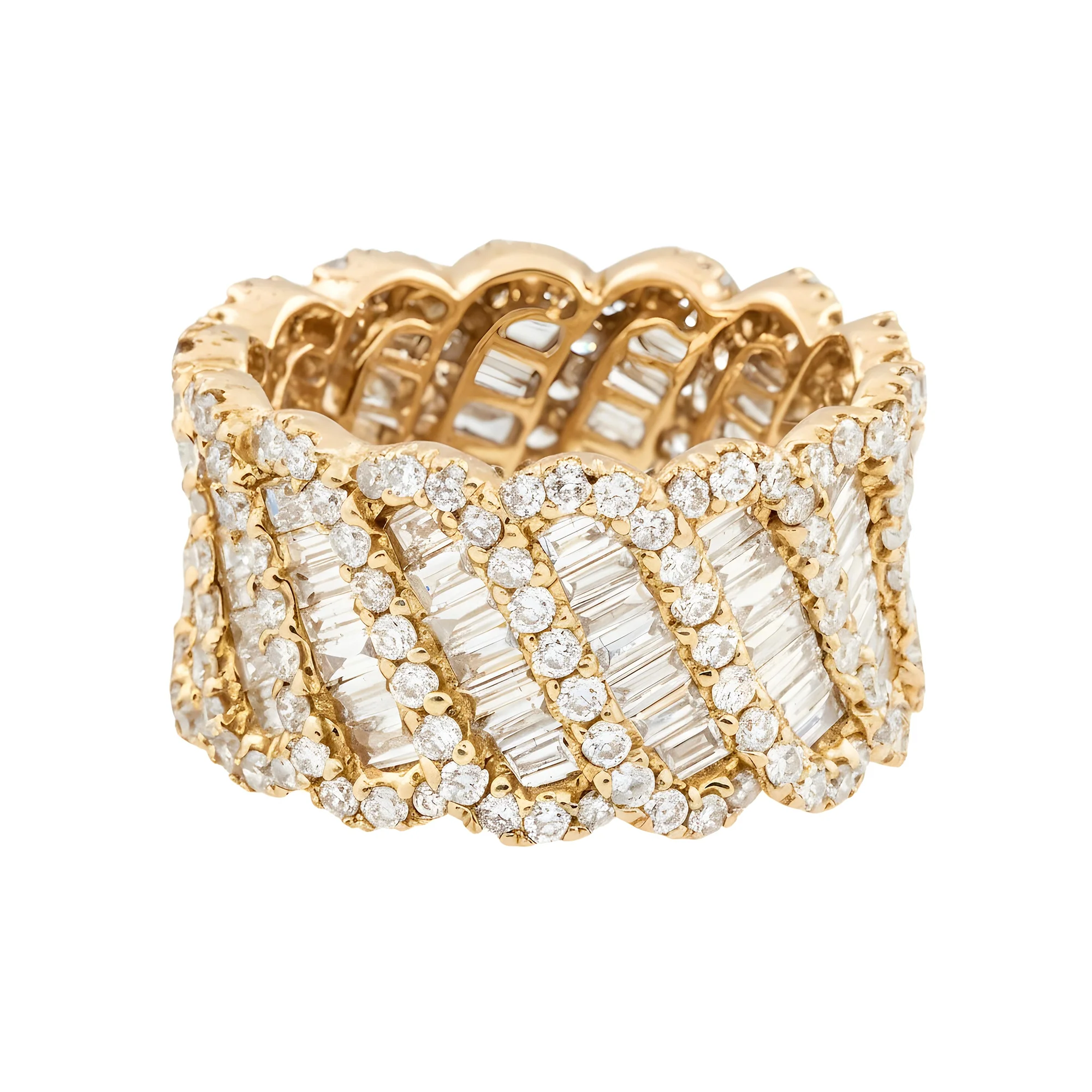 18K White Gold Baguette & Round Cut Diamond Eternity Ring 4.52ct (Size 6.5) - Image 4
