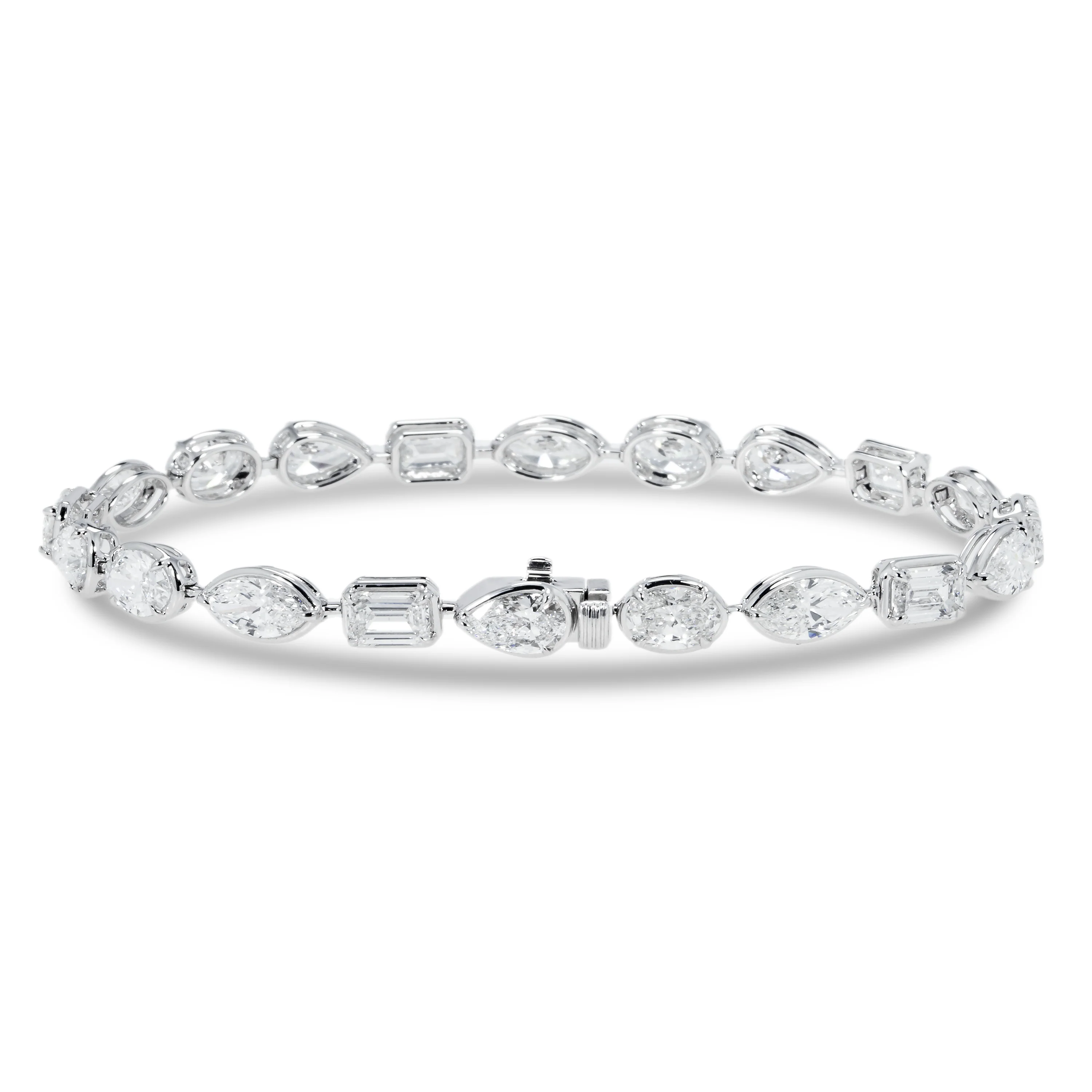 18K White Gold Bezel Set Combination Cut Diamond Satellite Bracelet 10.70ct - Image 3