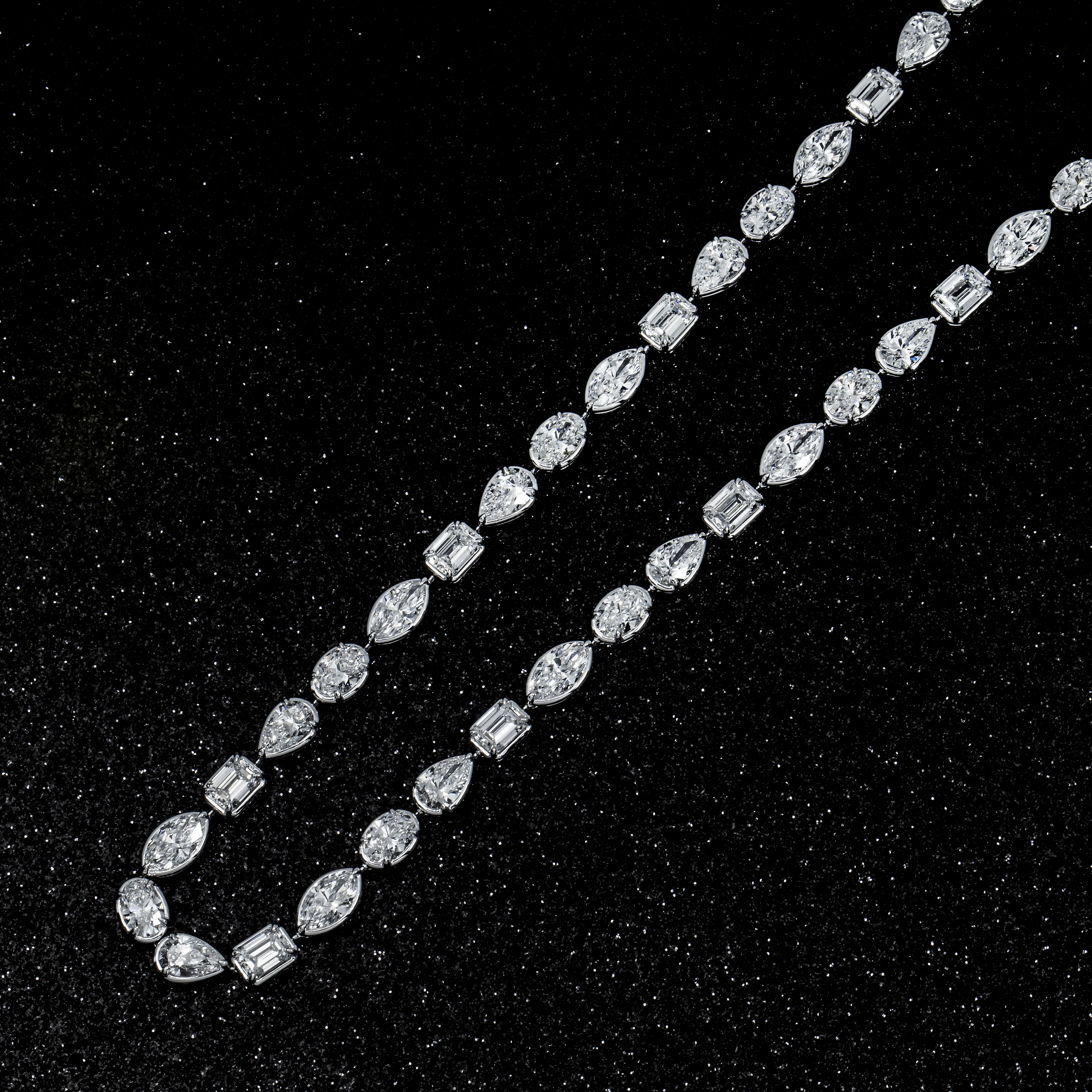 18K White Gold Combination Cut Diamond Chain 24.86ct - Image 3
