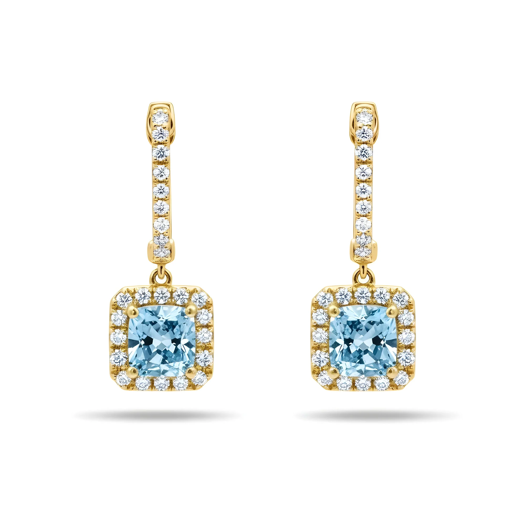 18K White Gold Cusion Cut Fancy Vivid Blue Diamond Drop Earrings 2.80ctw - Image 4
