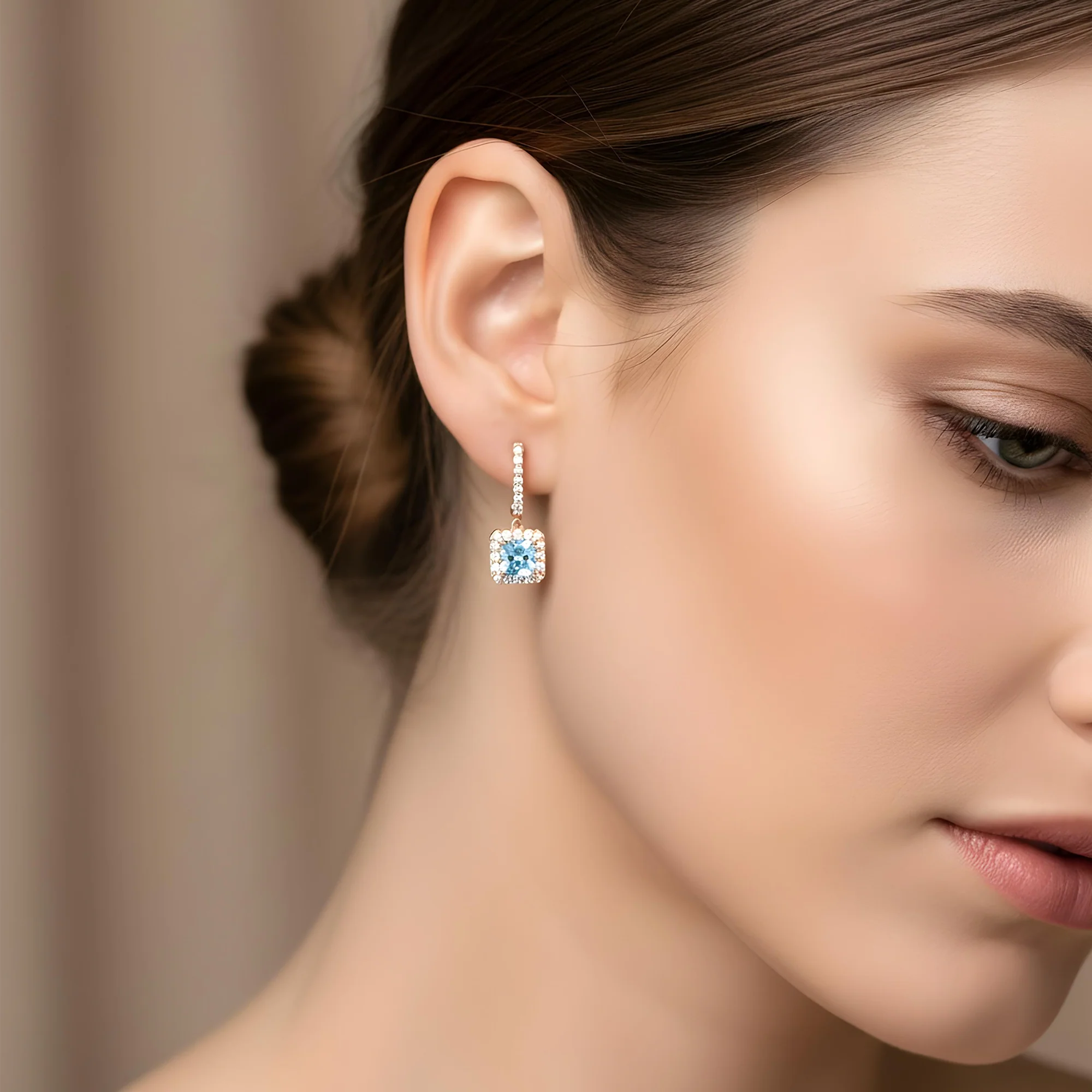 18K White Gold Cusion Cut Fancy Vivid Blue Diamond Drop Earrings 2.80ctw - Image 7