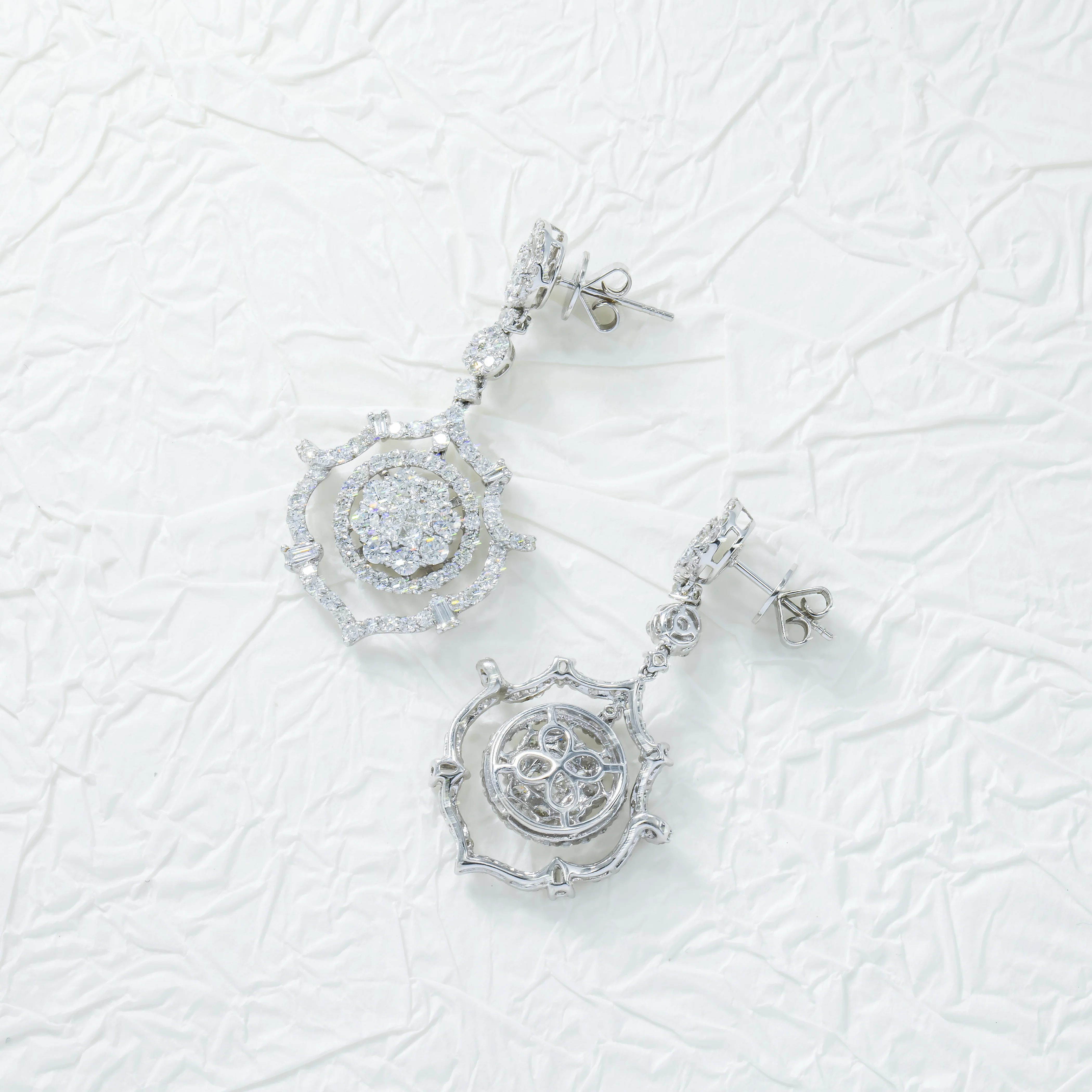 18K White Gold Diamond Drop Earrings 5.13ctw - Image 3