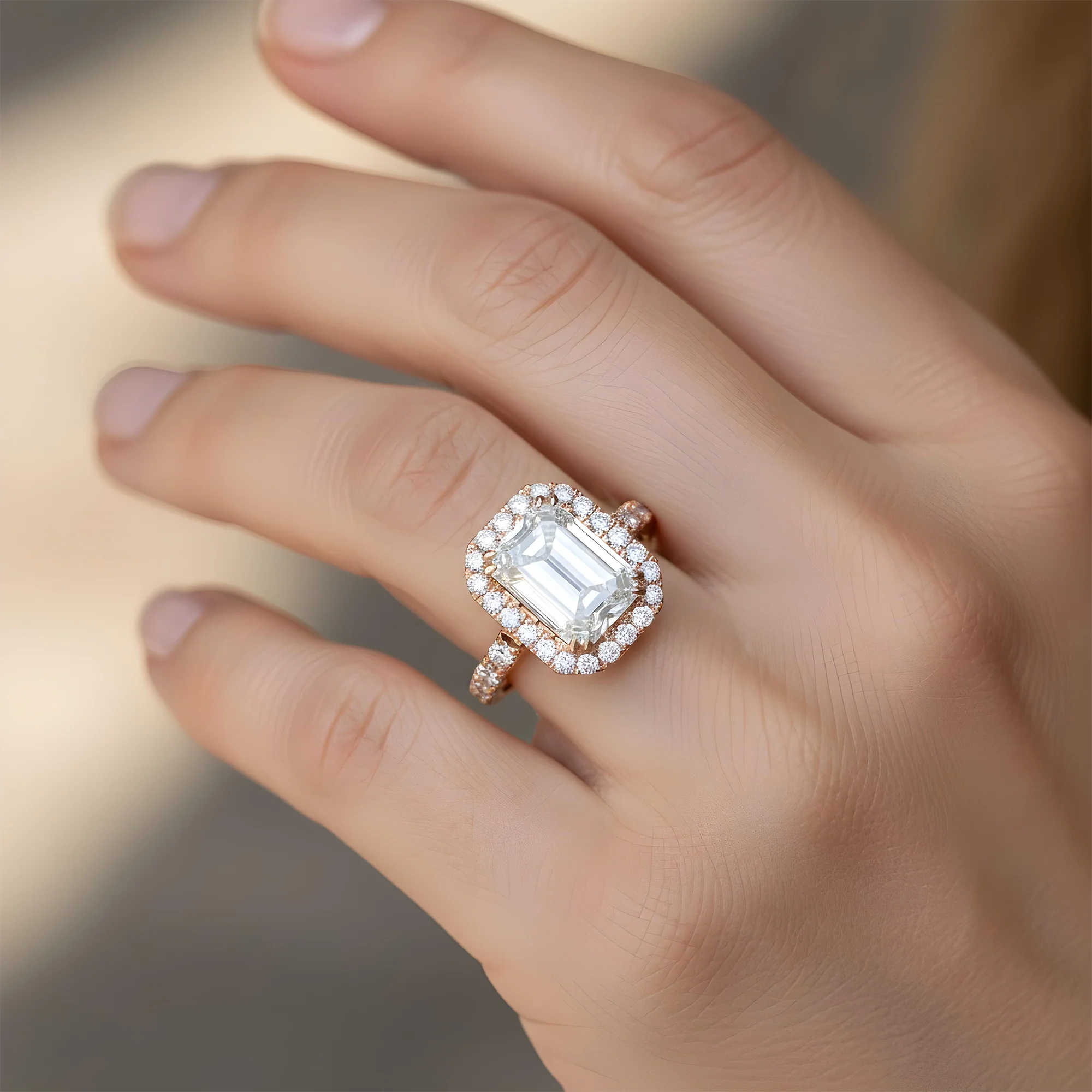 18K White Gold 7.03ct Emerald Cut Diamond Engagement Ring w/ Halo 9.58ctw - Image 10