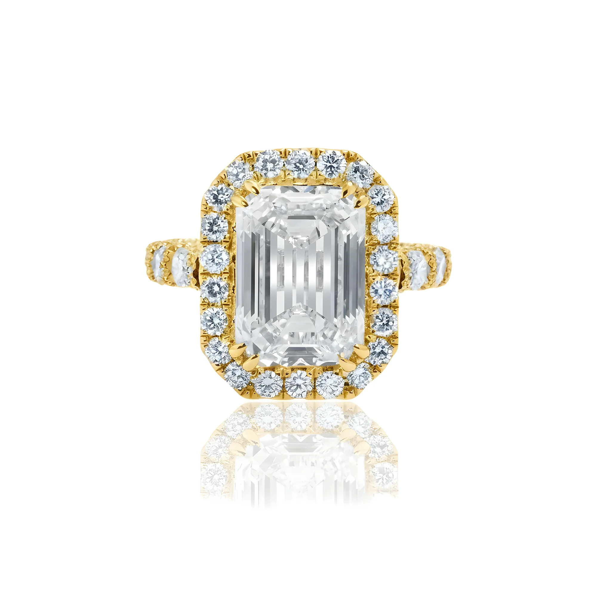 18K White Gold 7.03ct Emerald Cut Diamond Engagement Ring w/ Halo 9.58ctw - Image 7