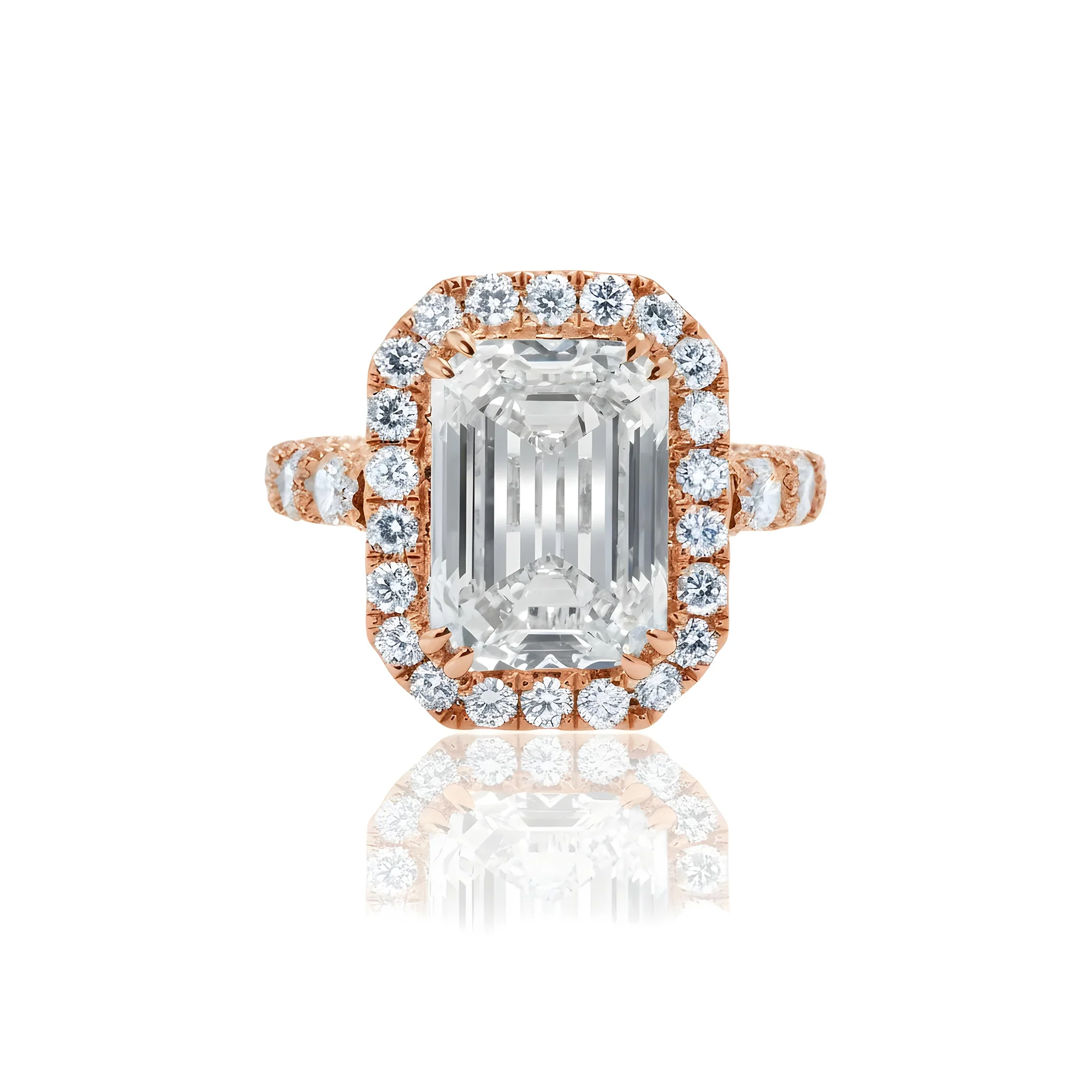 18K White Gold 7.03ct Emerald Cut Diamond Engagement Ring w/ Halo 9.58ctw - Image 9