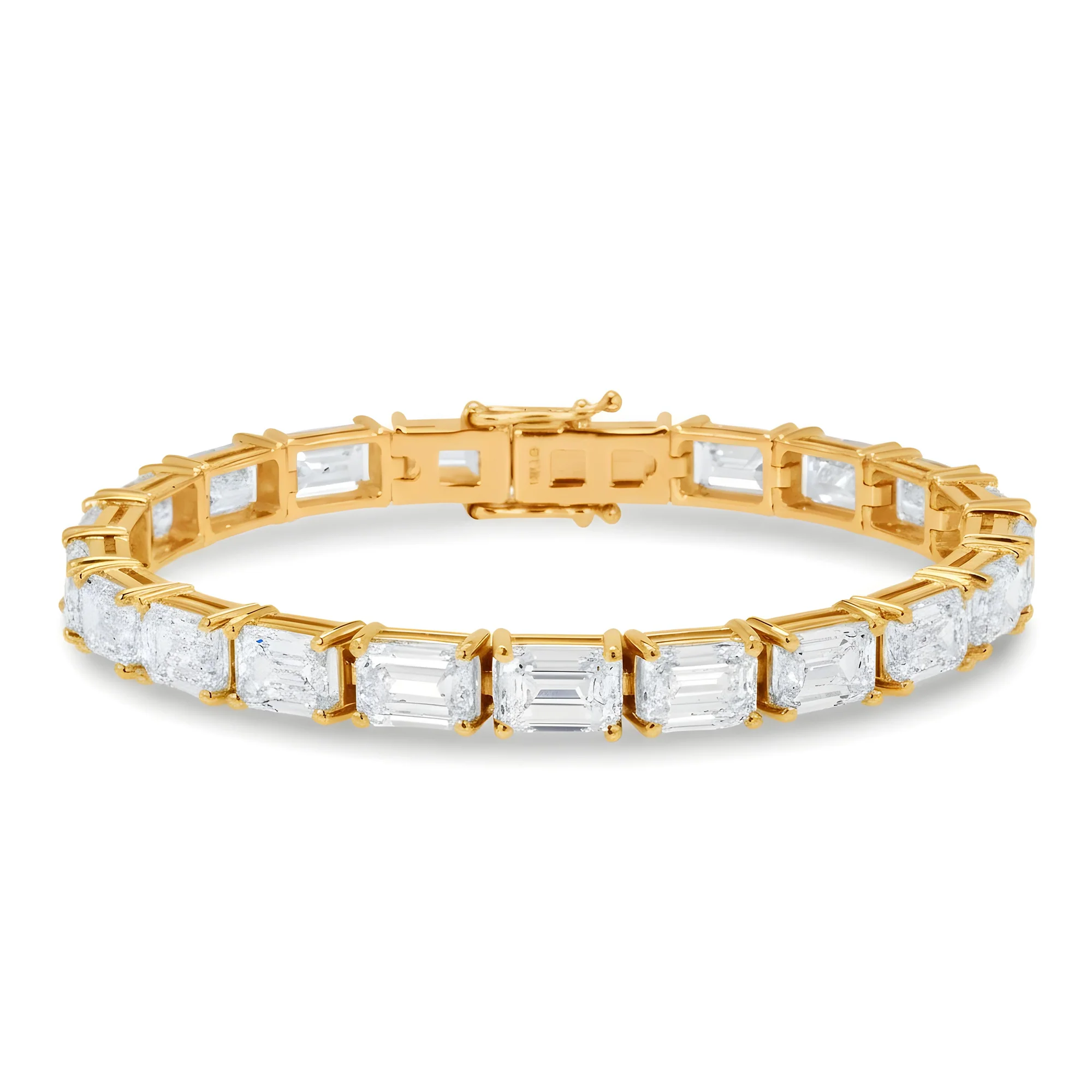 IGI 18K White Gold Emerald Cut Diamond Tennis Bracelet 32.15ct - Image 4