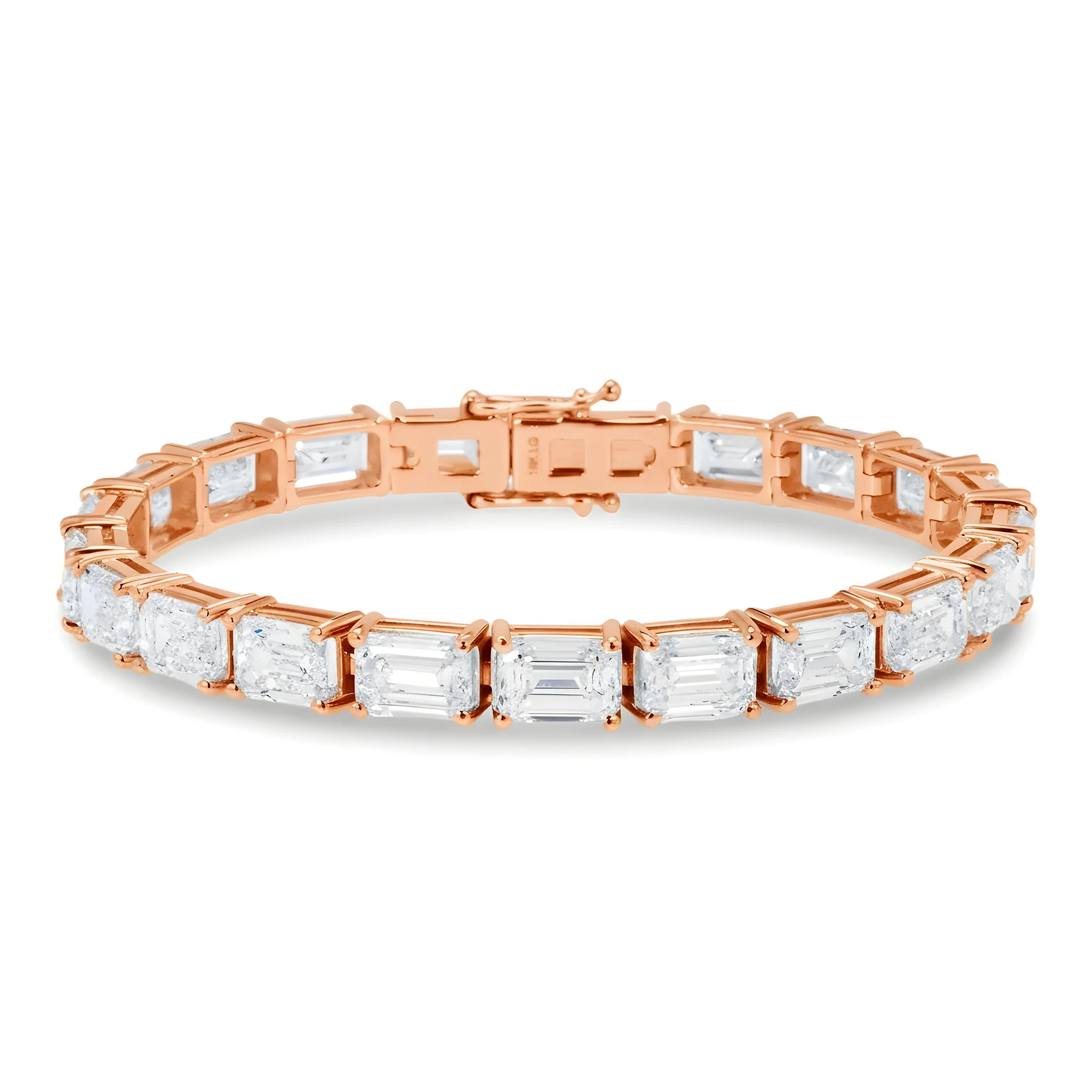 IGI 18K White Gold Emerald Cut Diamond Tennis Bracelet 32.15ct - Image 6