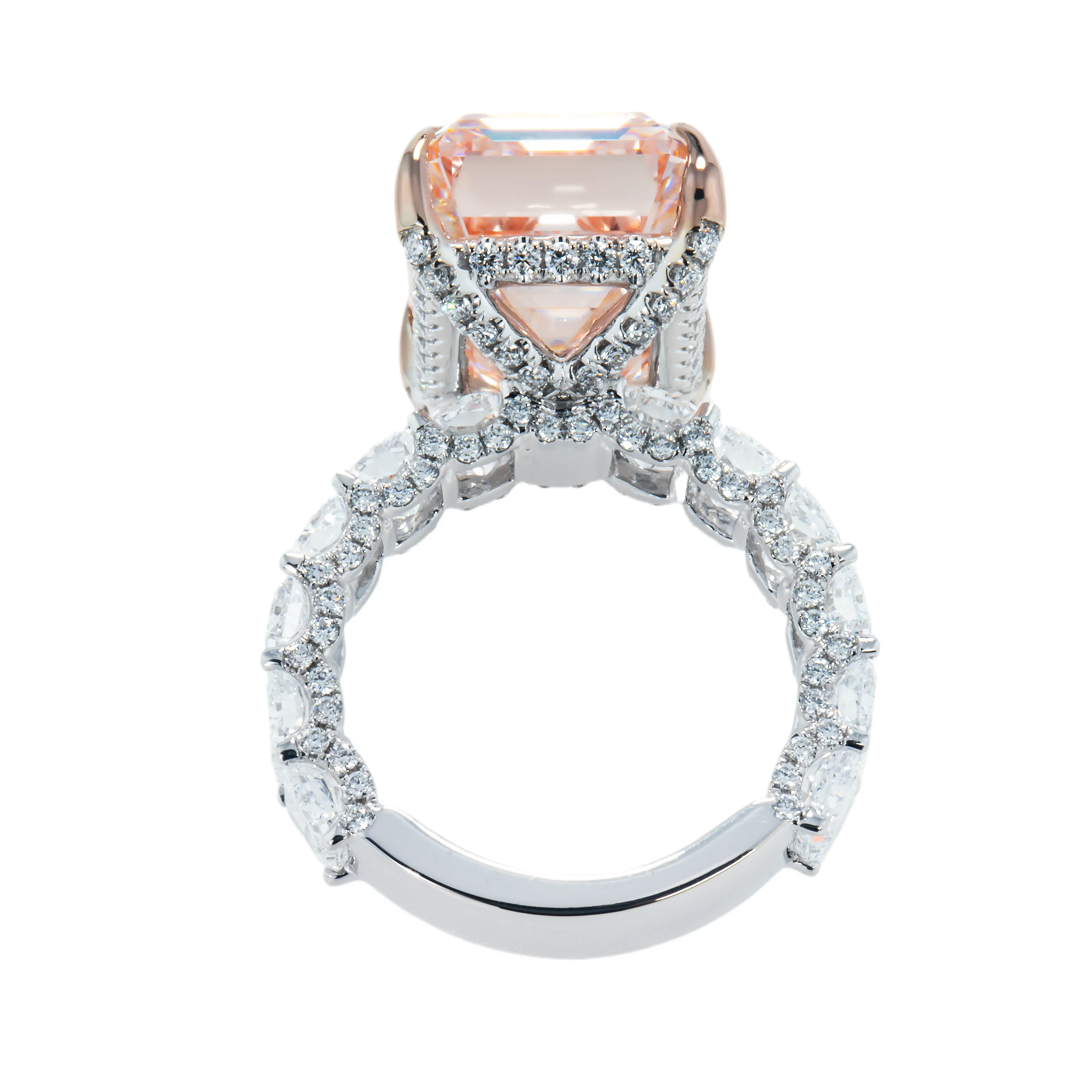 18K White Gold 15.62ct Fancy Intense Pink Emerald Cut Diamond Ring 21.74ctw - Image 5