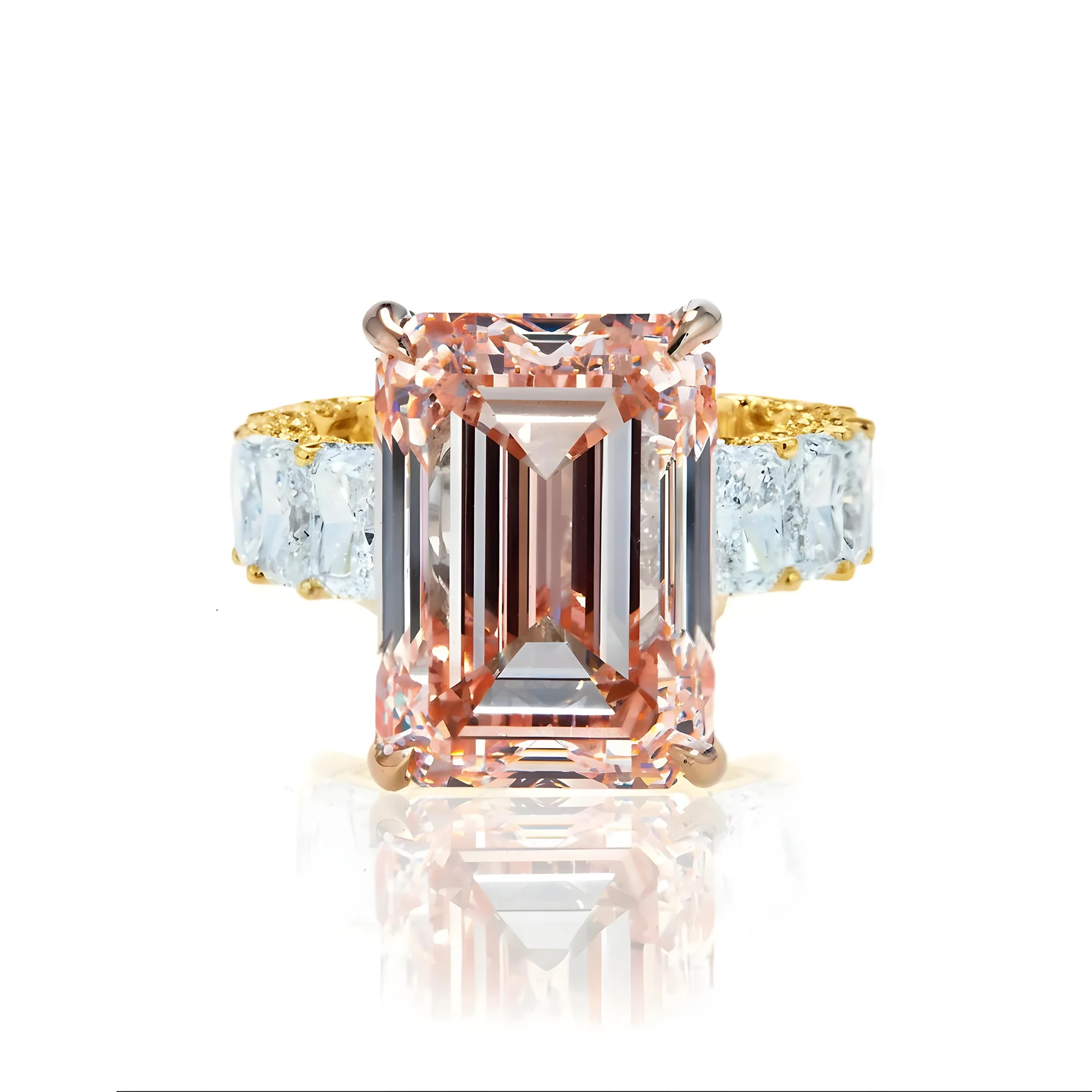 18K White Gold 15.62ct Fancy Intense Pink Emerald Cut Diamond Ring 21.74ctw - Image 7