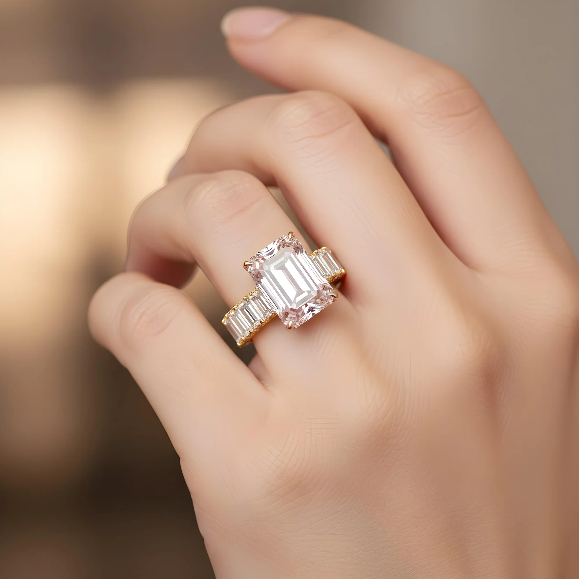 18K White Gold 15.62ct Fancy Intense Pink Emerald Cut Diamond Ring 21.74ctw - Image 8