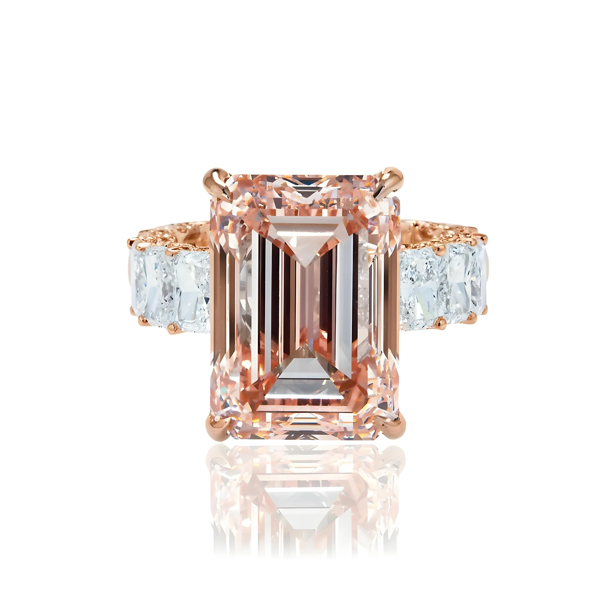 18K White Gold 15.62ct Fancy Intense Pink Emerald Cut Diamond Ring 21.74ctw - Image 9