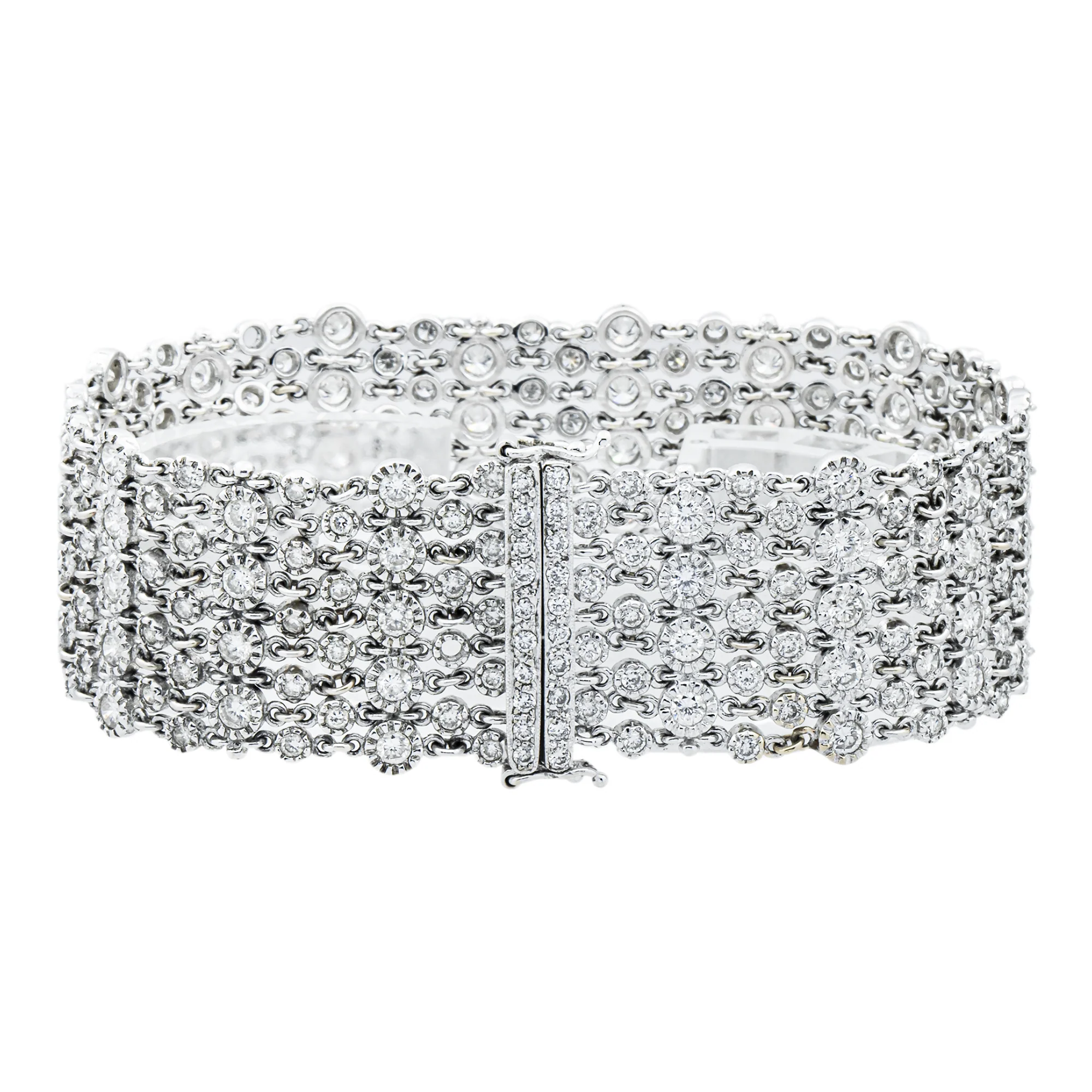 18K White Gold Five Row Round Diamond 10.54ct - Image 3