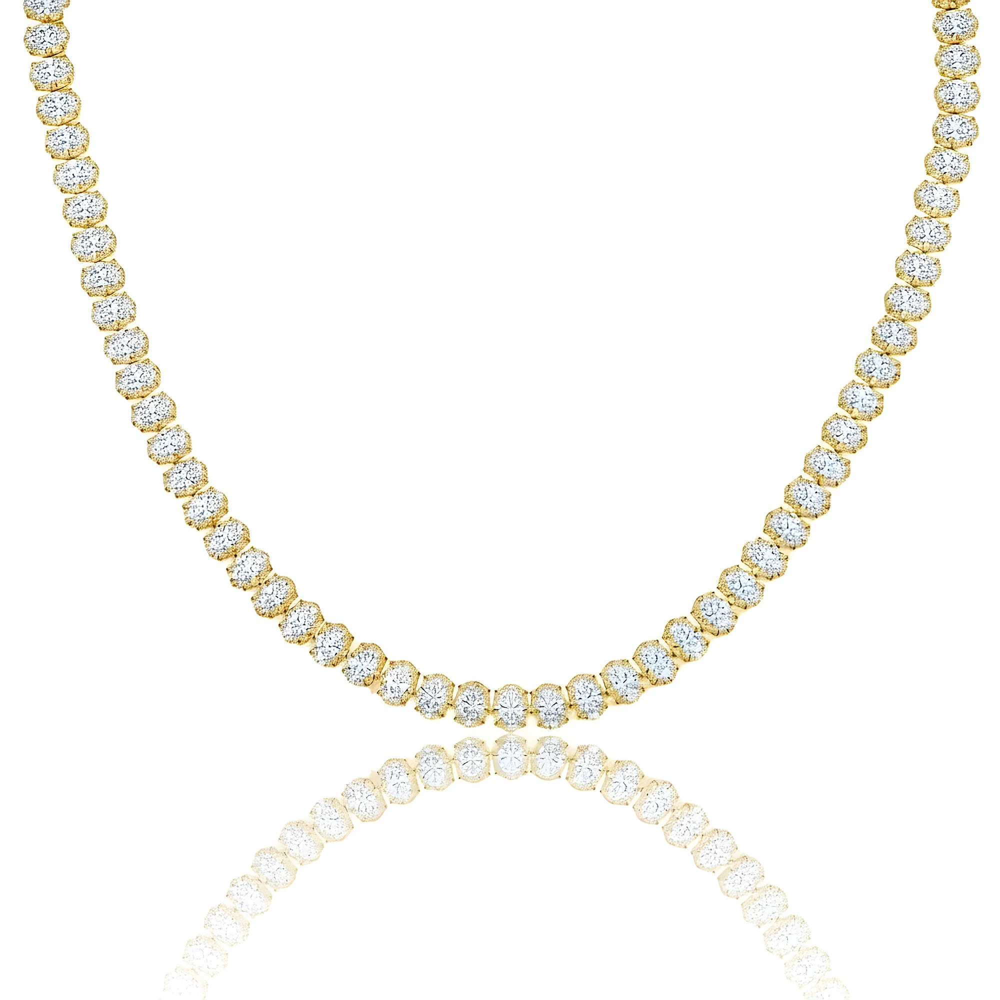 18K White Gold Full Oval Cut Diamond Tennis Chain 44.96ct - Image 5