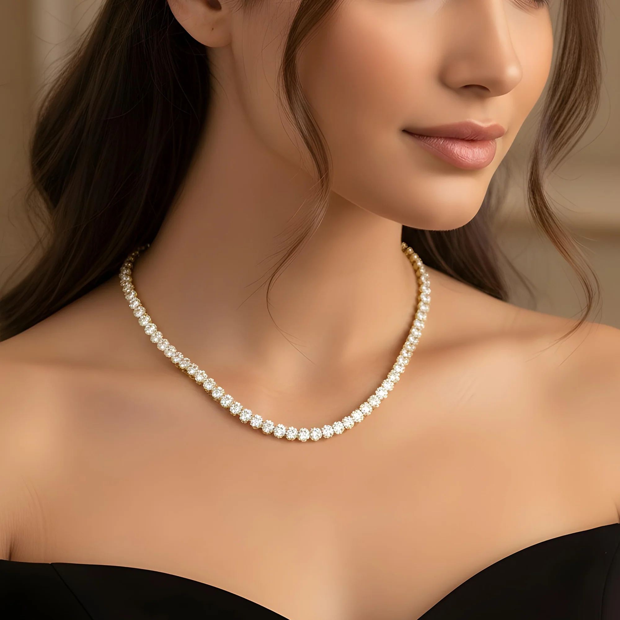 18K White Gold Full Oval Cut Diamond Tennis Chain 44.96ct - Image 6