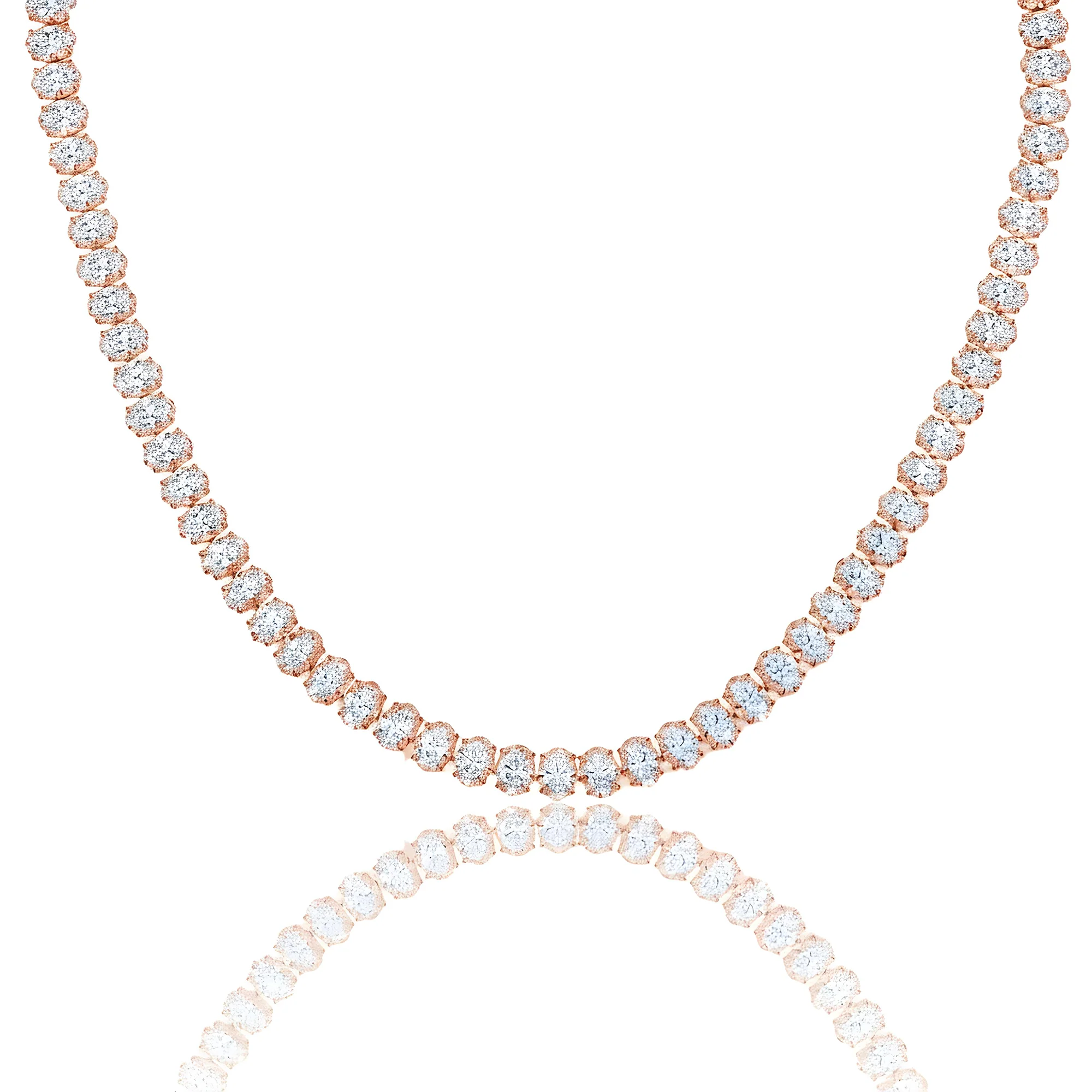 18K White Gold Full Oval Cut Diamond Tennis Chain 44.96ct - Image 7